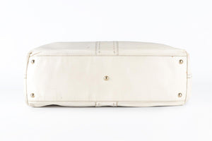 YVES SAINT LAURENT WHITE REVERSIBLE DOUBLE SAC Y LEATHER TOTE BAG
