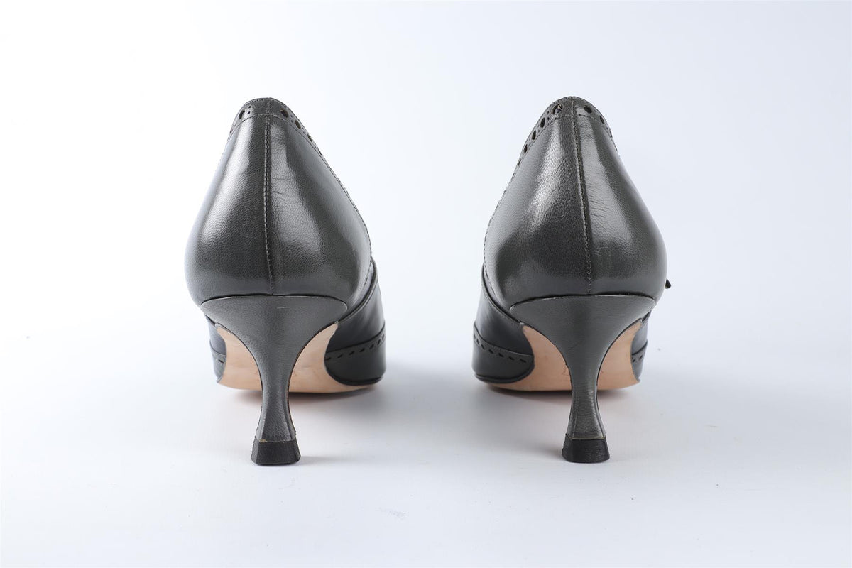 MANOLO BLAHNIK GREEN LEATHER PUMPS EU 38 UK 5 US 8
