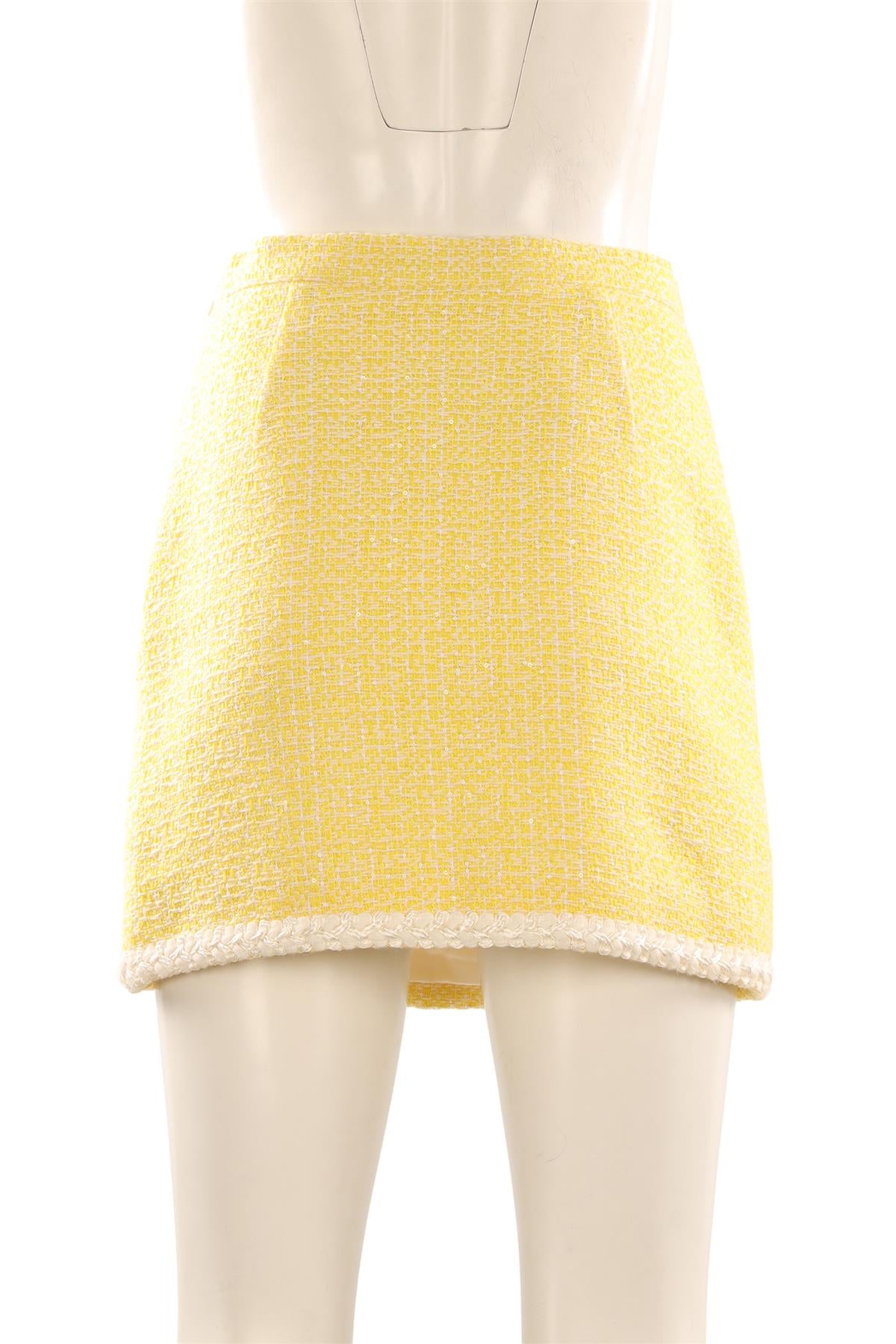 ALESSANDRA RICH YELLOW TWEED MINI SKIRT IT 40 UK 8