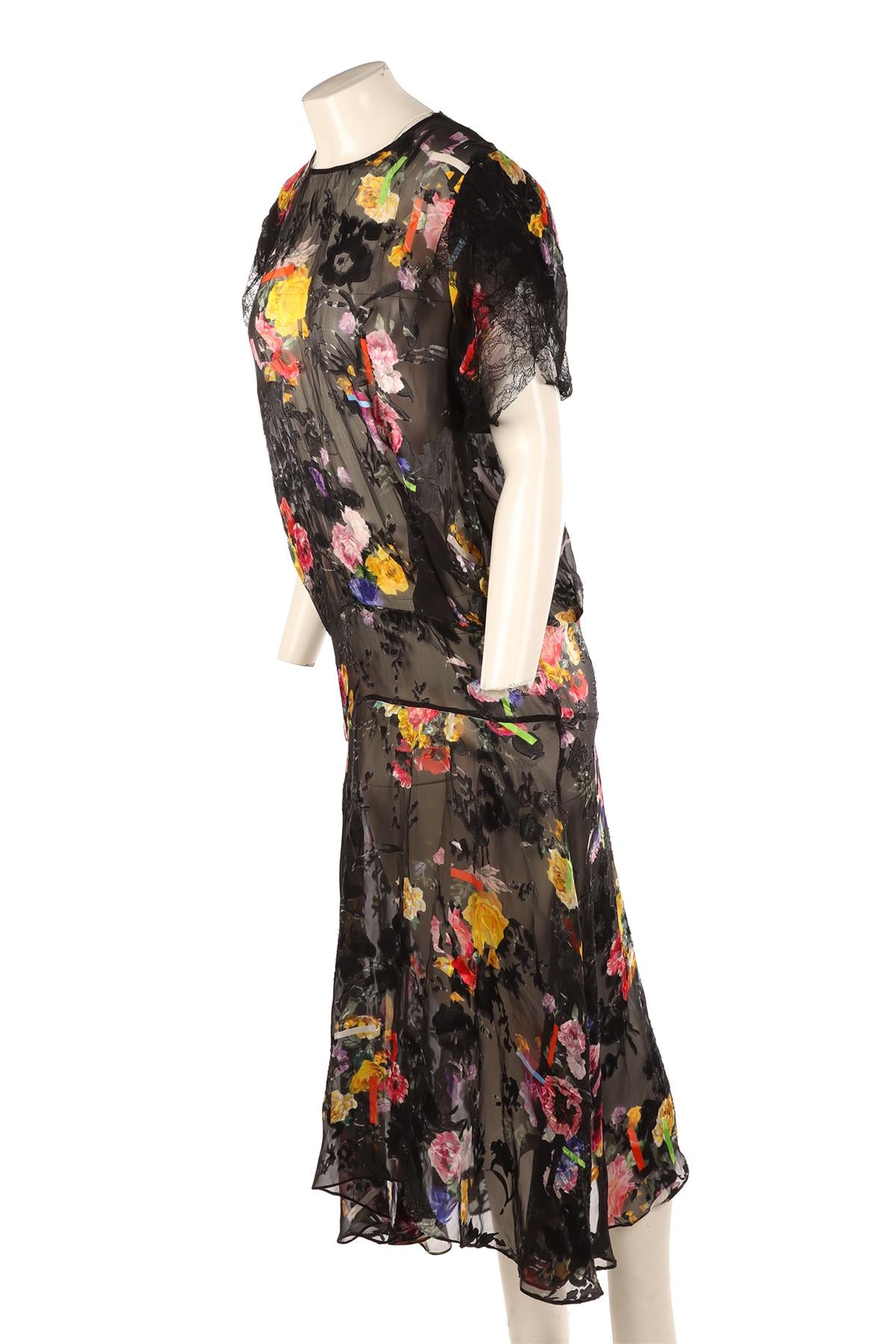 PREEN BY THORNTON BREGAZZI BLACK SILK MAXI DRESS MEDIUM