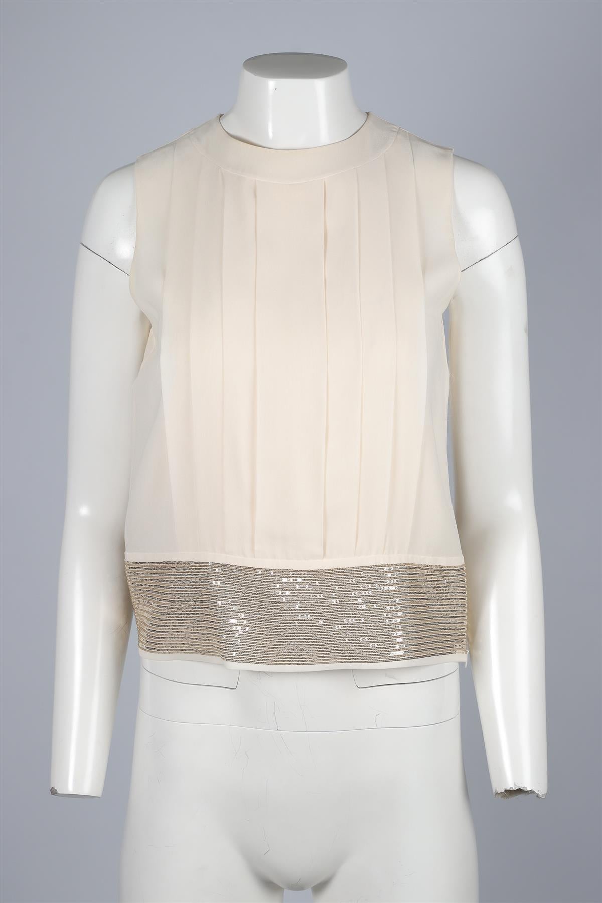 CHRISTIAN DIOR CREAM CREPE TOP FR 34 UK 6