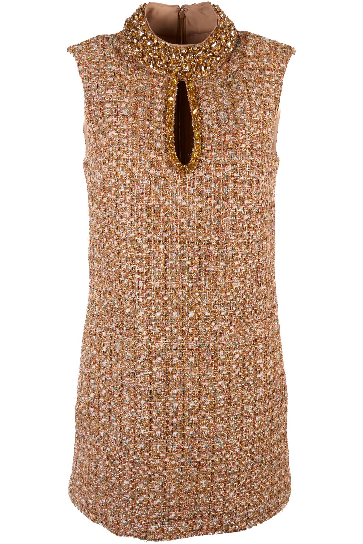 SELF-PORTRAIT GOLD TWEED MINI DRESS UK 8