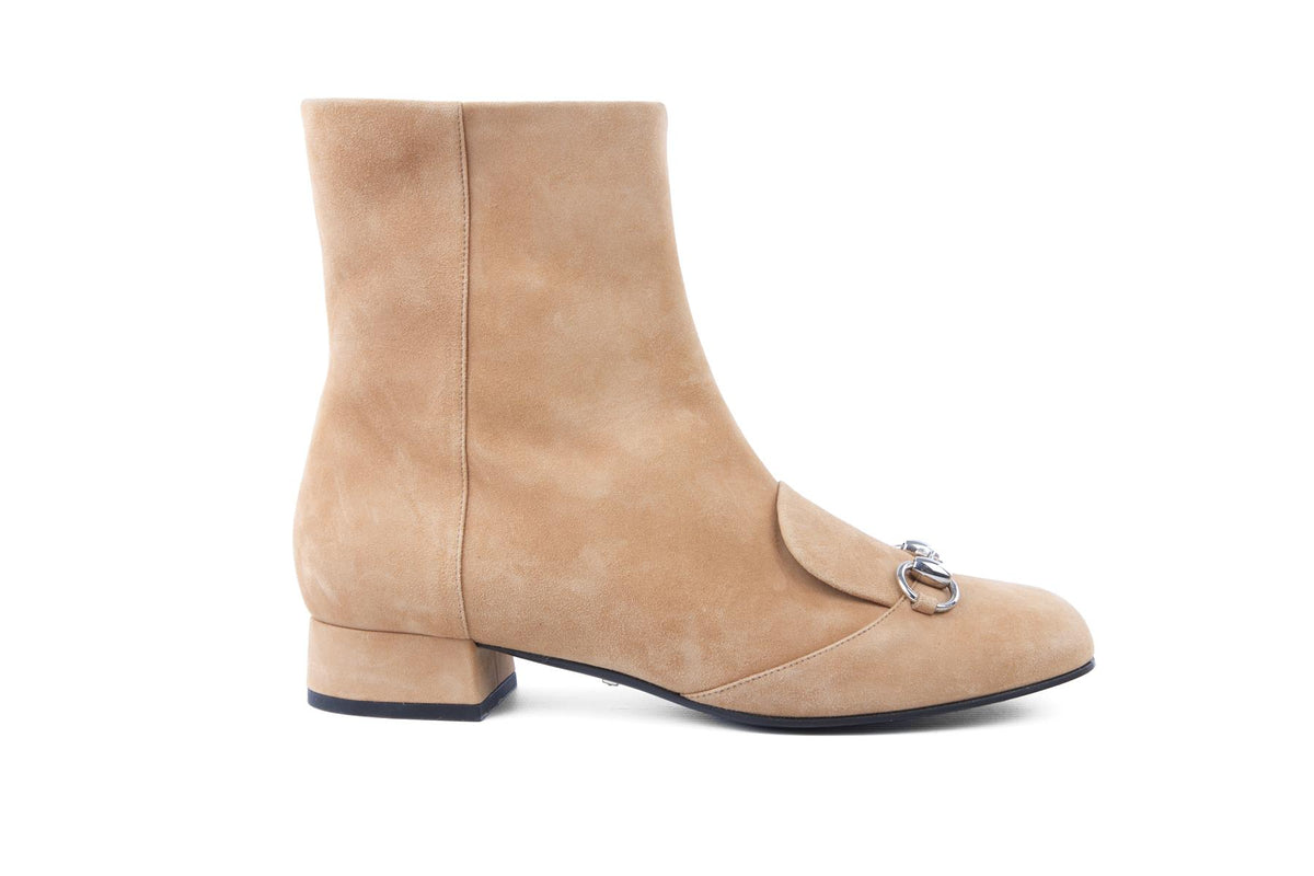 GUCCI TAN LILLIAN SUEDE ANKLE BOOTS EU 39.5 UK 6.5 US 9.5