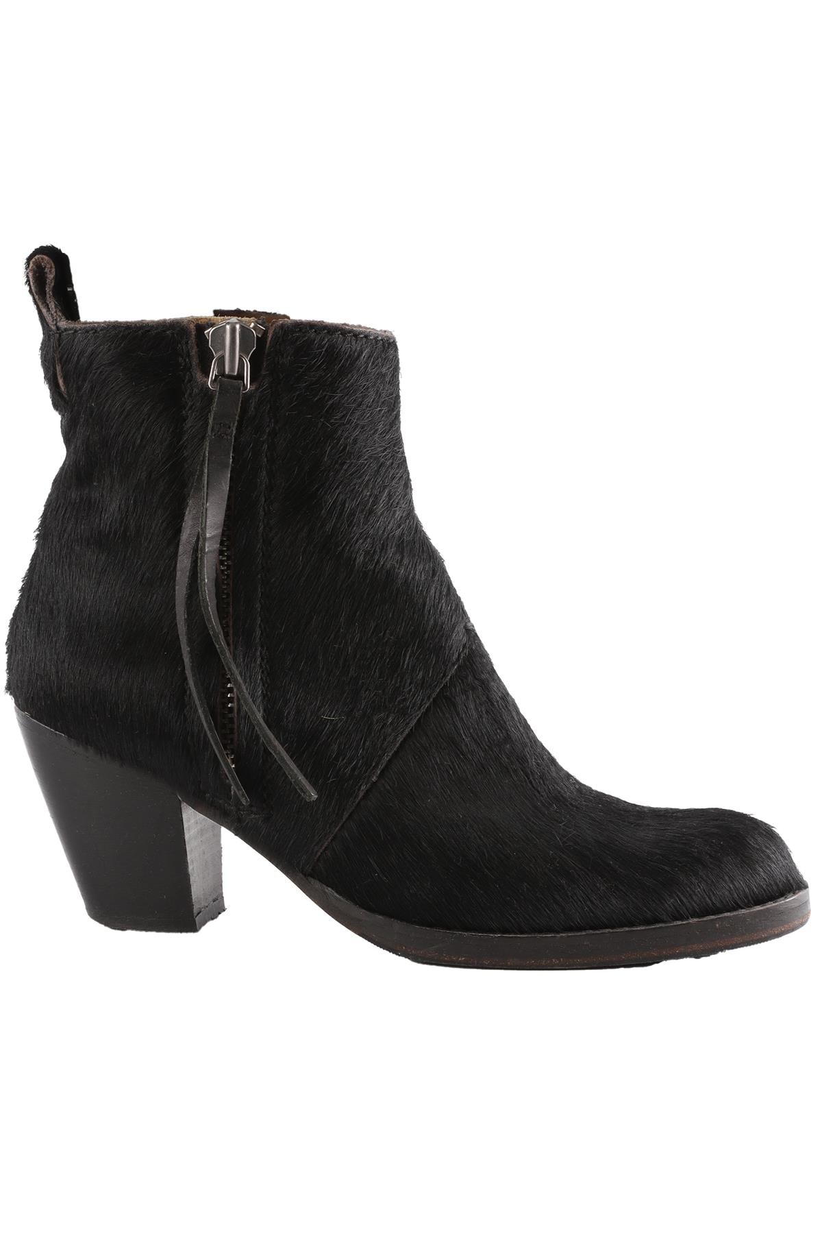 ACNE STUDIOS BLACK CALF HAIR ANKLE BOOTS EU 38 UK 5 US 8