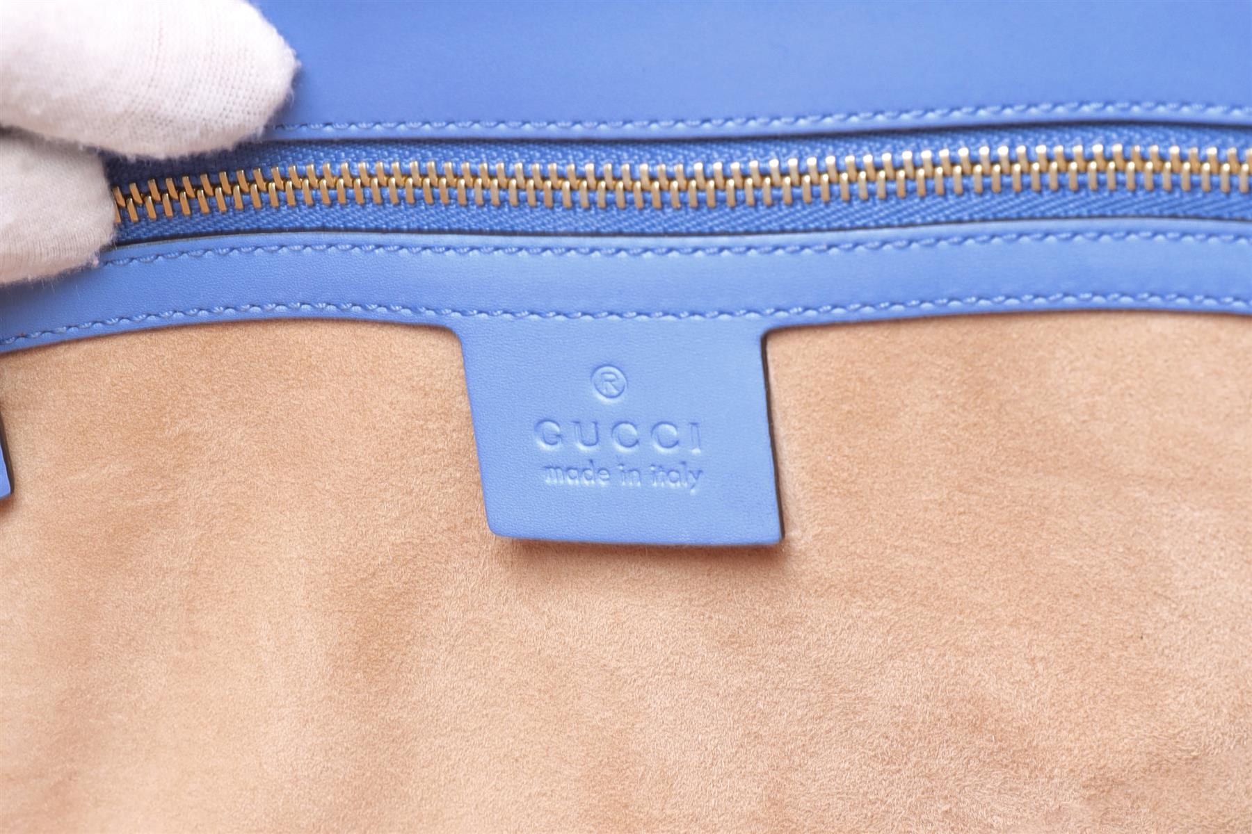 GUCCI BLUE SYLVIE SMALL LEATHER SHOULDER BAG