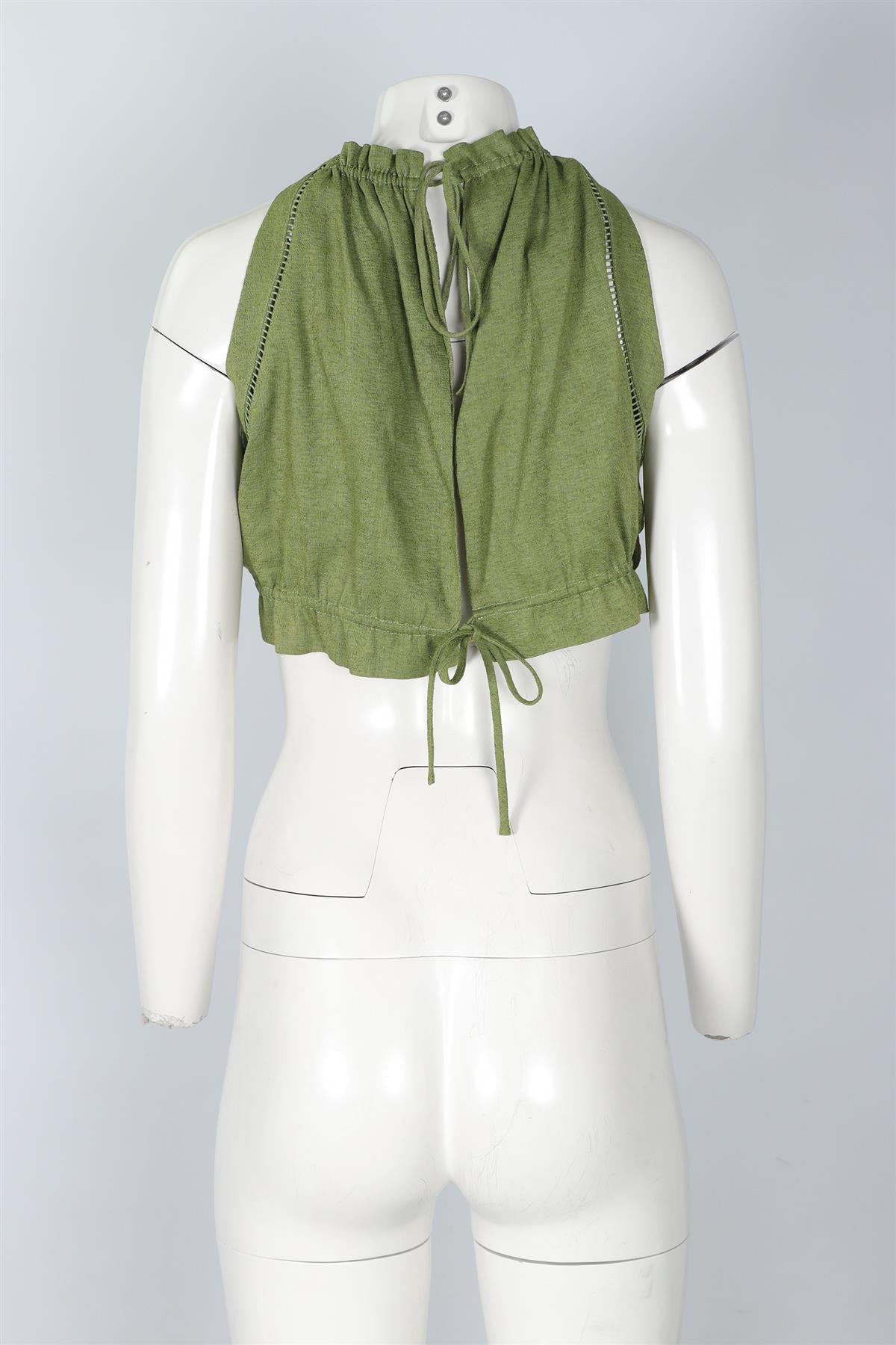 CULT GAIA GREEN SILK TOP MEDIUM