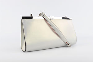 CHRISTIAN LOUBOUTIN WHITE PALMETTE MEDIUM LEATHER CLUTCH