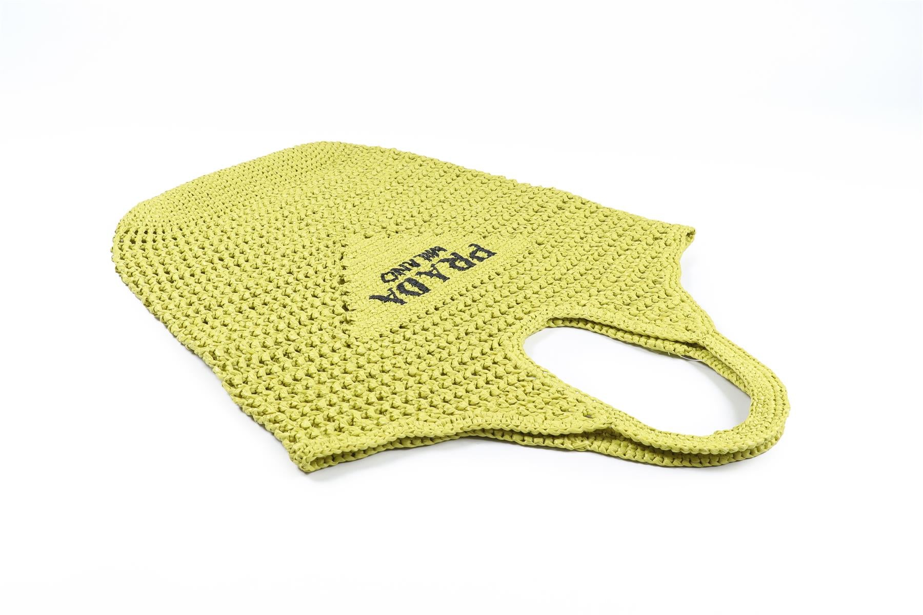 PRADA GREEN RAFFIA TOTE BAG