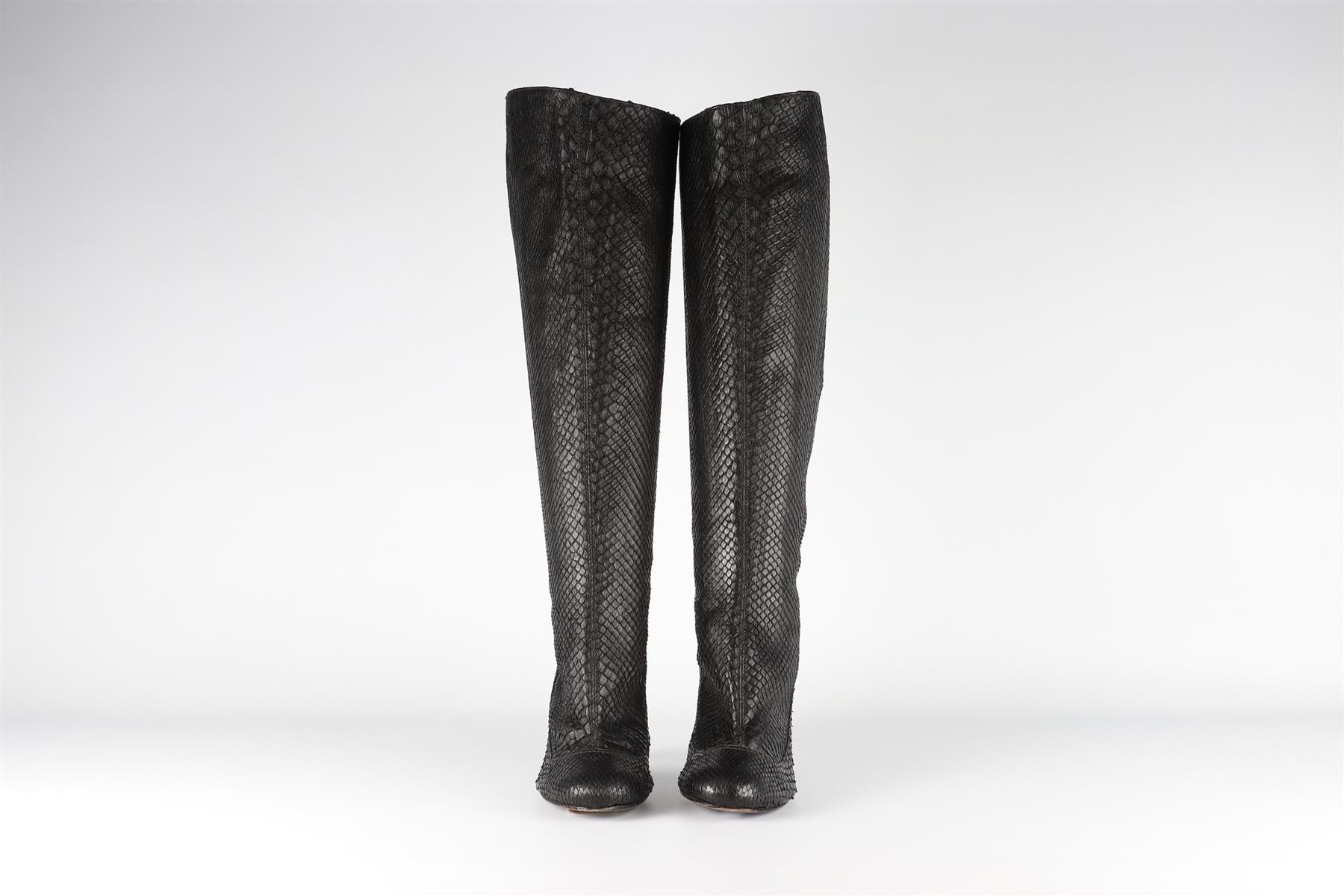 LANVIN BLACK 2003 PYTHON KNEE HIGH BOOTS EU 40 UK 7 US 10