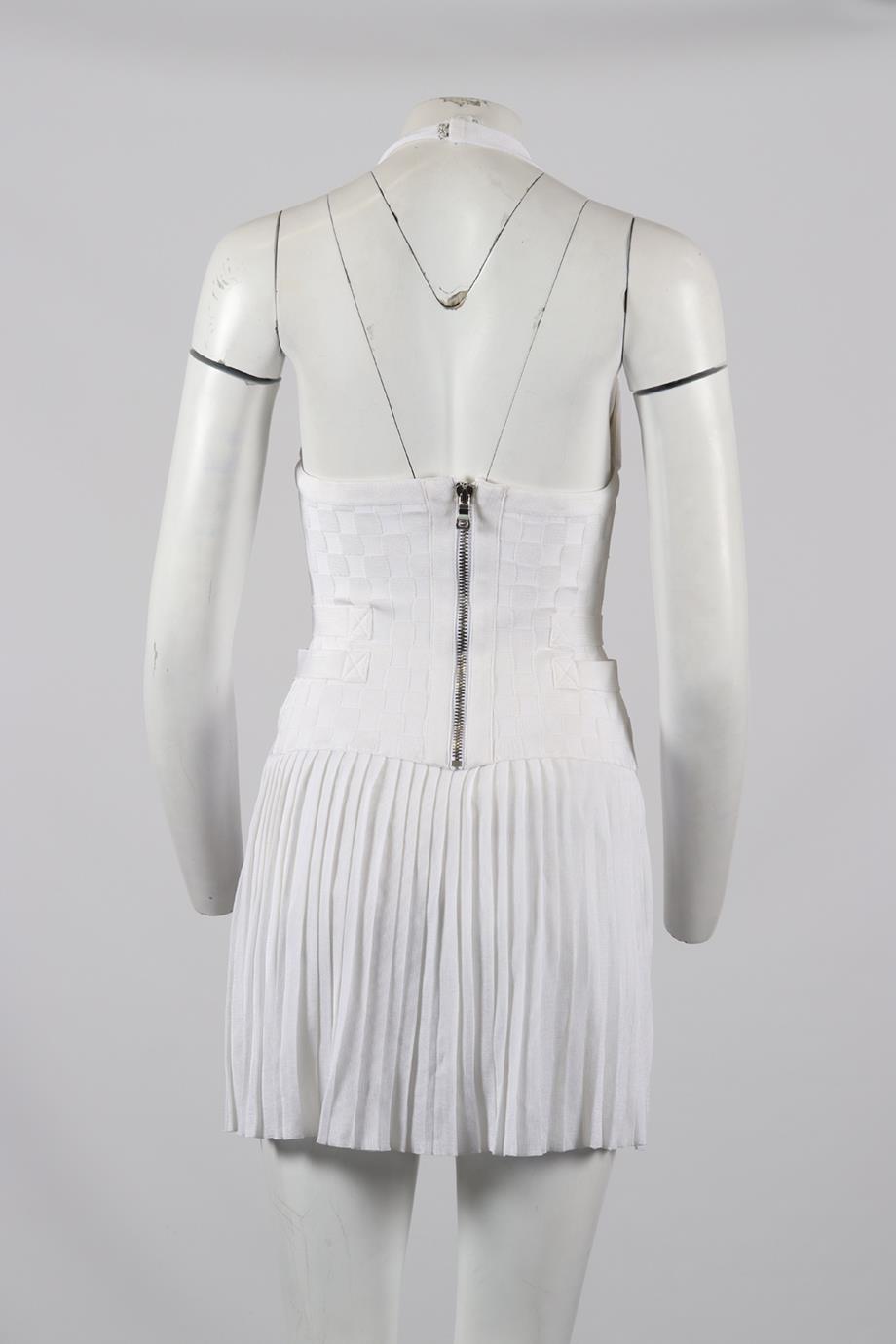 BALMAIN PLEATED KNIT MINI DRESS FR 38 UK 10