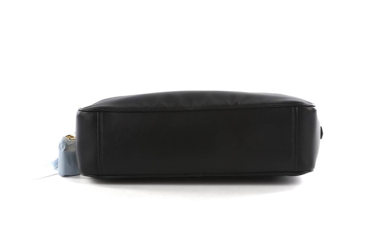 PRADA BLACK RE-NYLON LEATHER AND NYLON SHOULDER BAG