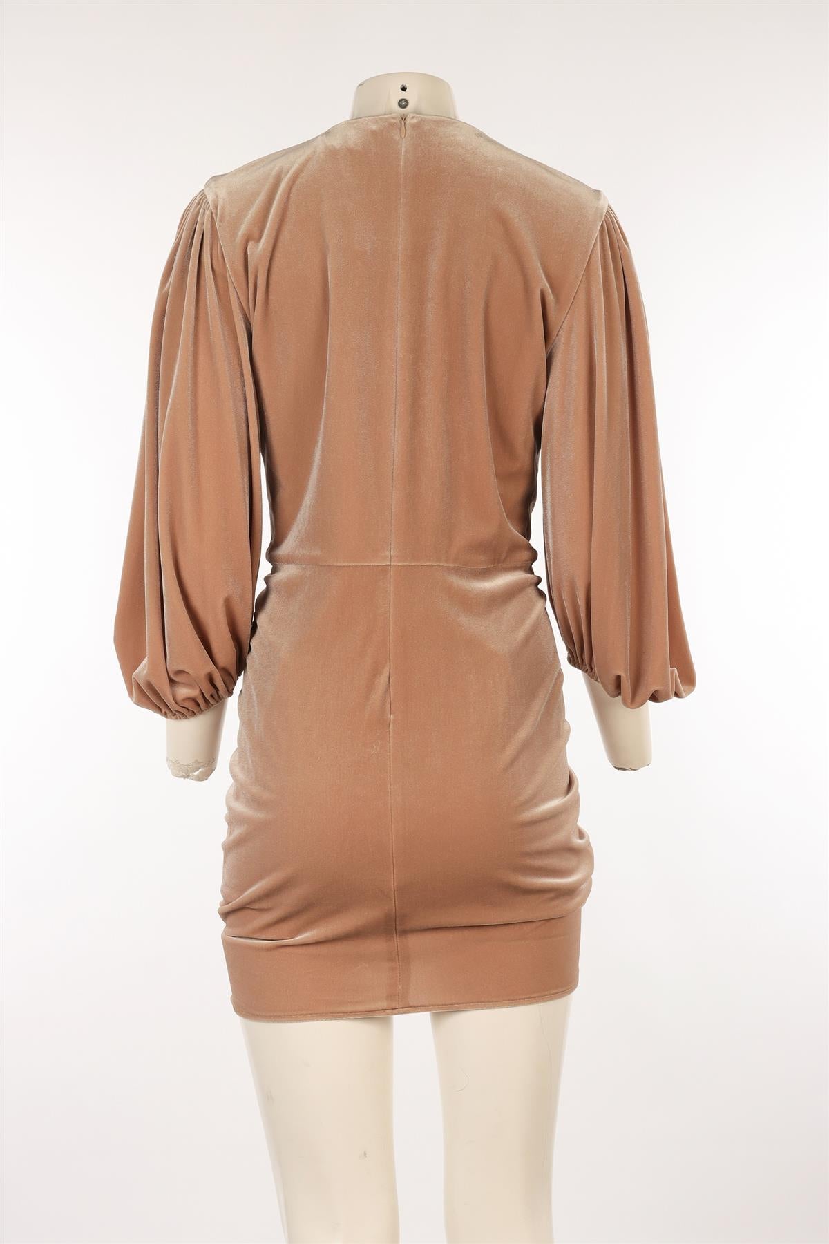 ALEXANDRE VAUTHIER BEIGE VELVET MINI DRESS FR 42 UK 14