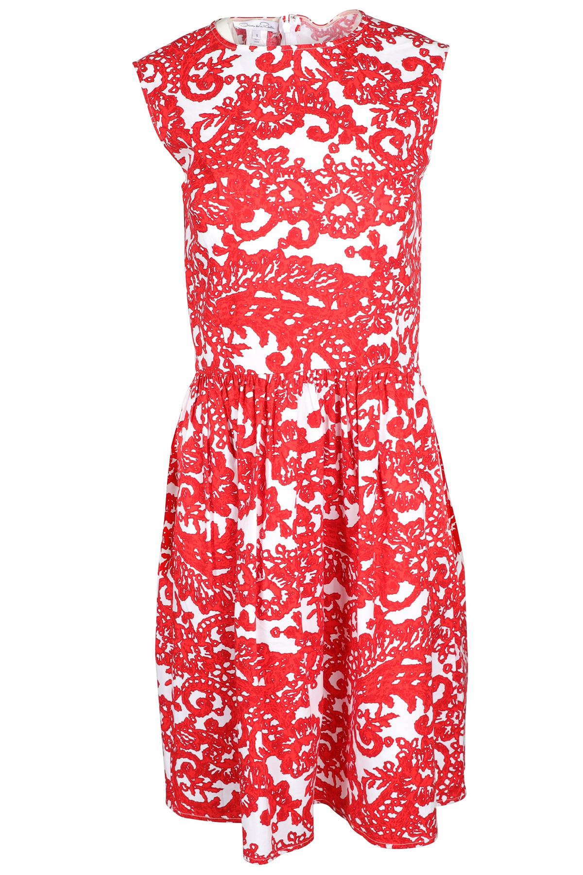 OSCAR DE LA RENTA RED COTTON MINI DRESS US 6 UK 10
