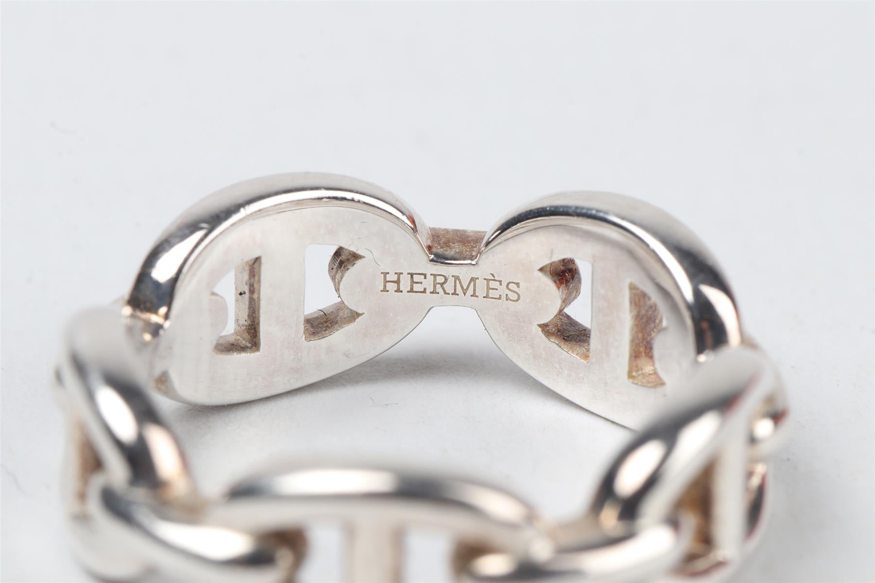 HERMÈS CHAINE D'ANCRE STERLING SILVER RING 55 MM