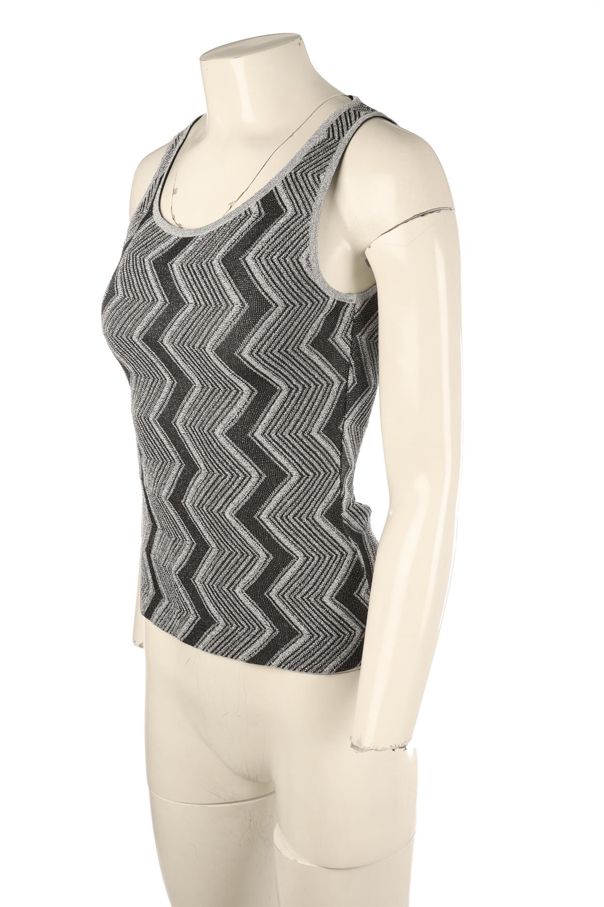 MISSONI SILVER CROCHET TOP IT 38 UK 6