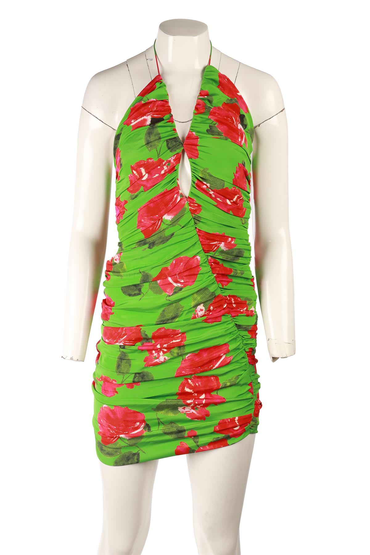 MAGDA BUTRYM GREEN SILK MINI DRESS FR 40 UK 12