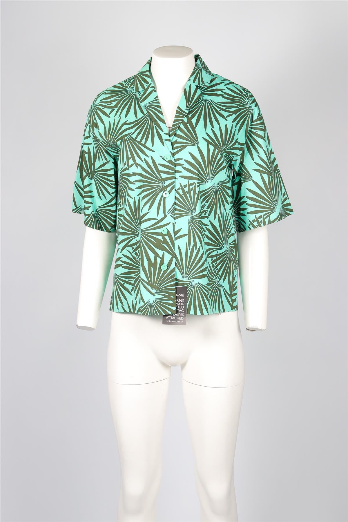 DIANE VON FURSTENBERG GREEN COTTON SHIRT XSMALL