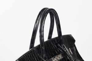 HERMÈS BLACK 2008 BIRKIN 40CM CROCODILE POROSUS BAG IN NOIR