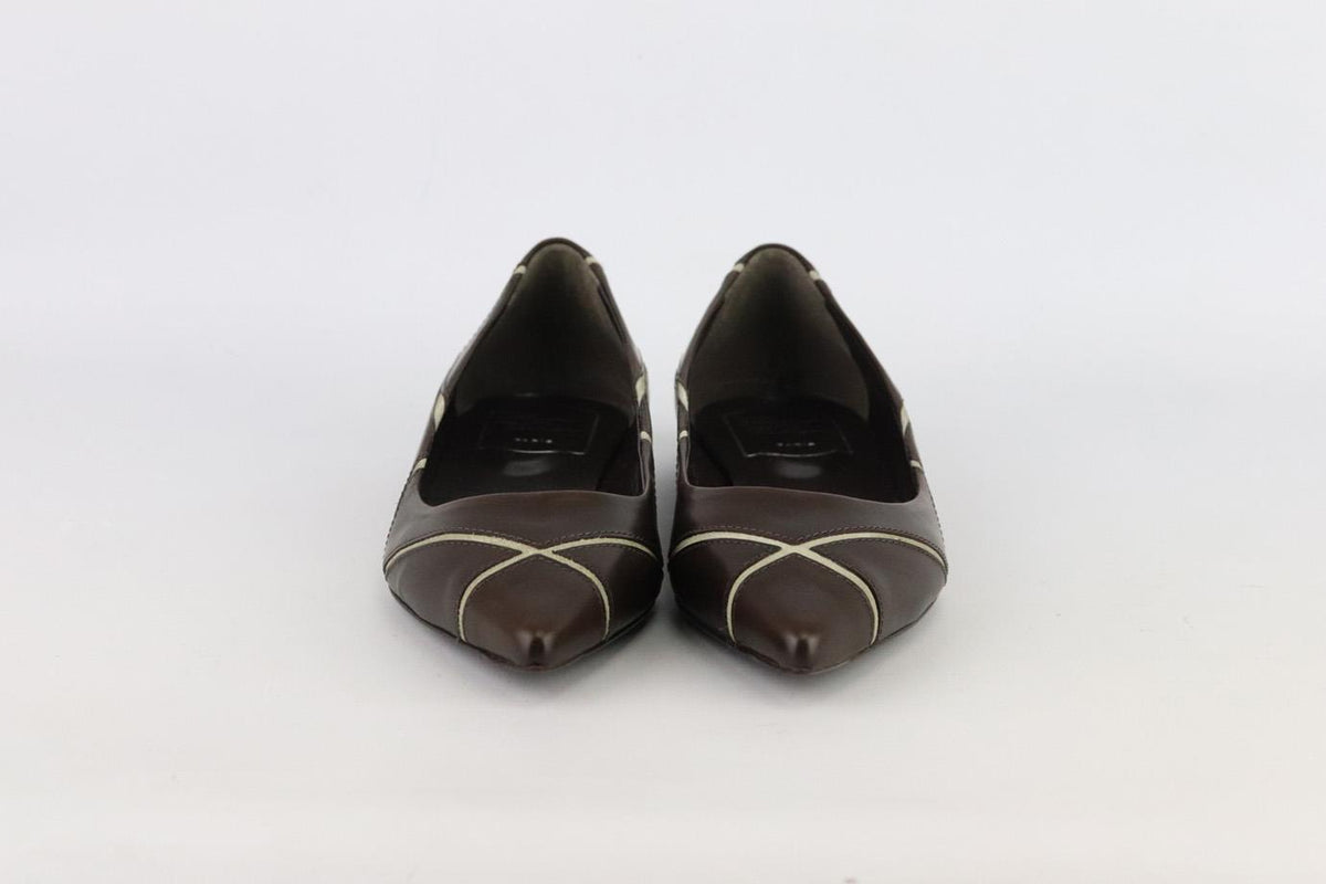 ROGER VIVIER LEATHER AND SUEDE BALLERINA FLATS EU 37 UK 4 US 7