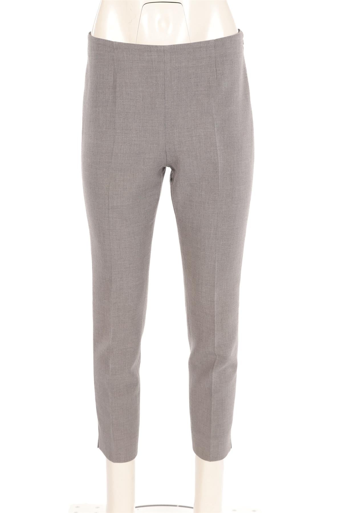 PESERICO GREY WOVEN STRAIGHT LEG PANTS IT 42 UK 10