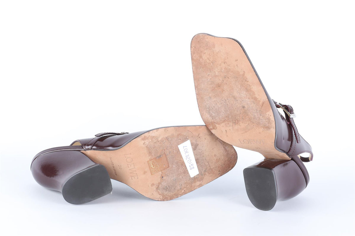 LOEWE BURGUNDY ONDA LEATHER PUMPS EU 39 UK 6 US 9