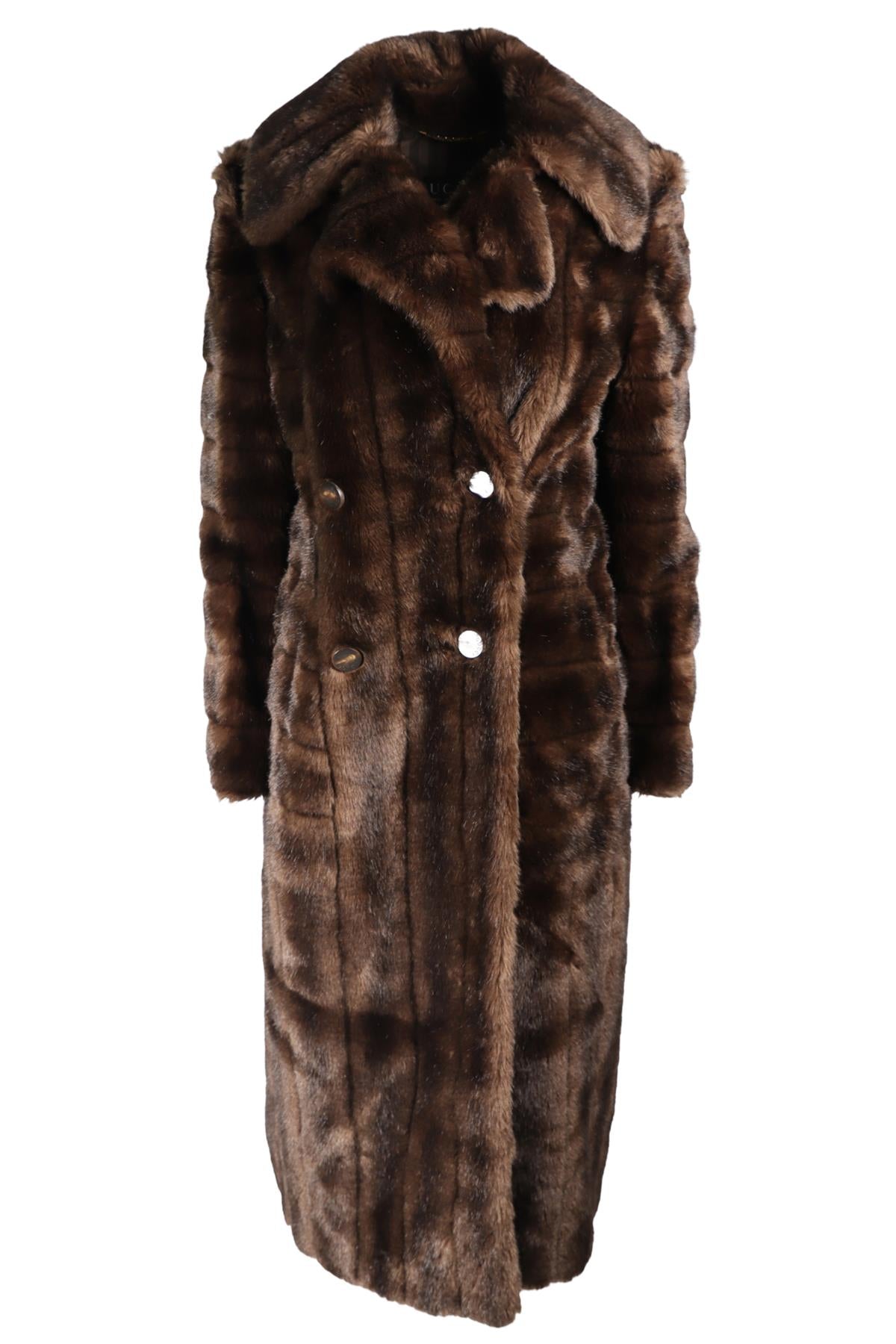 GUCCI BROWN FAUX FUR COAT IT 46 UK 14