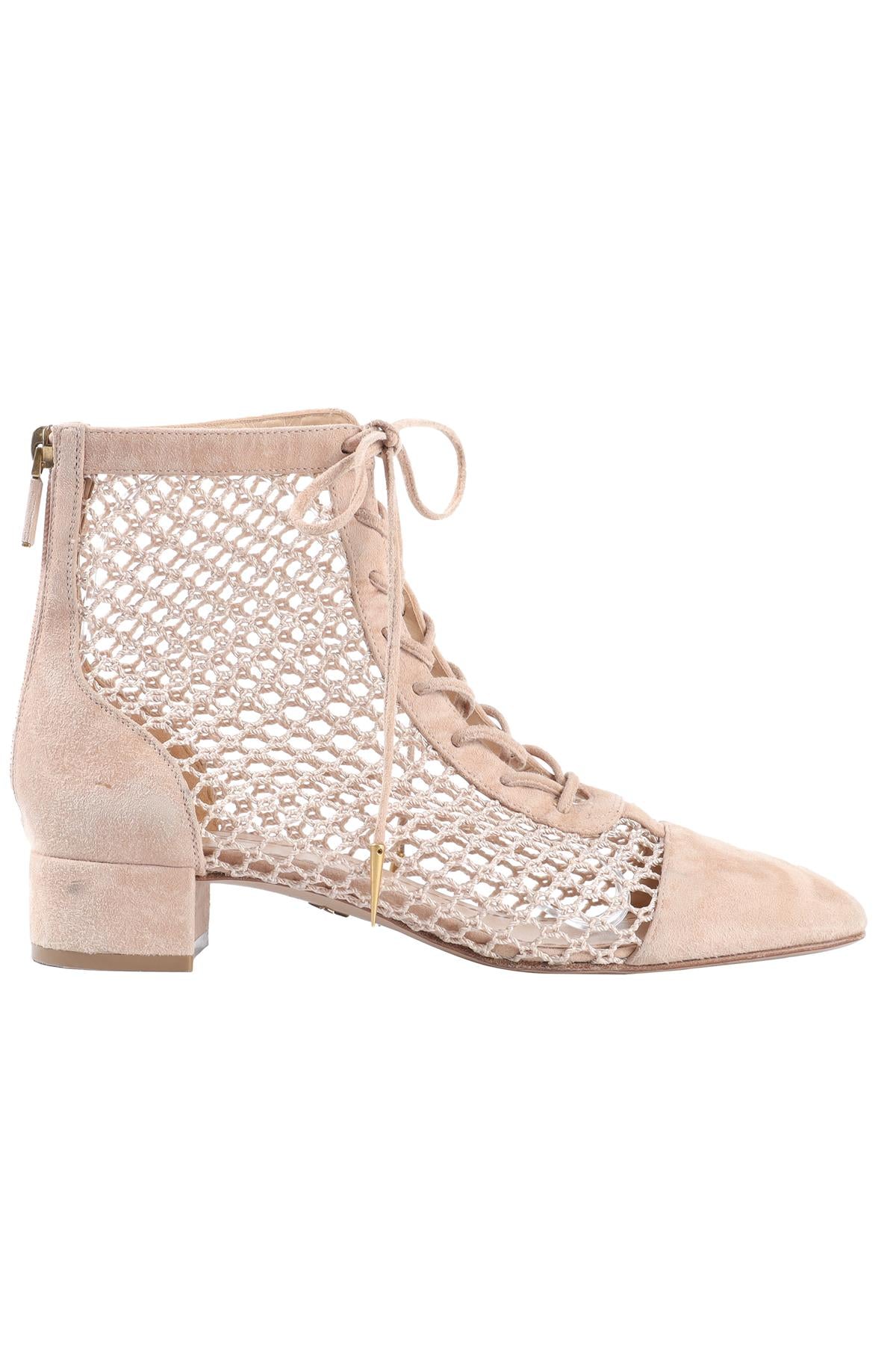 CHRISTIAN DIOR NUDE NAUGHTILY-D SUEDE ANKLE BOOTS EU 38 UK 5 US 8