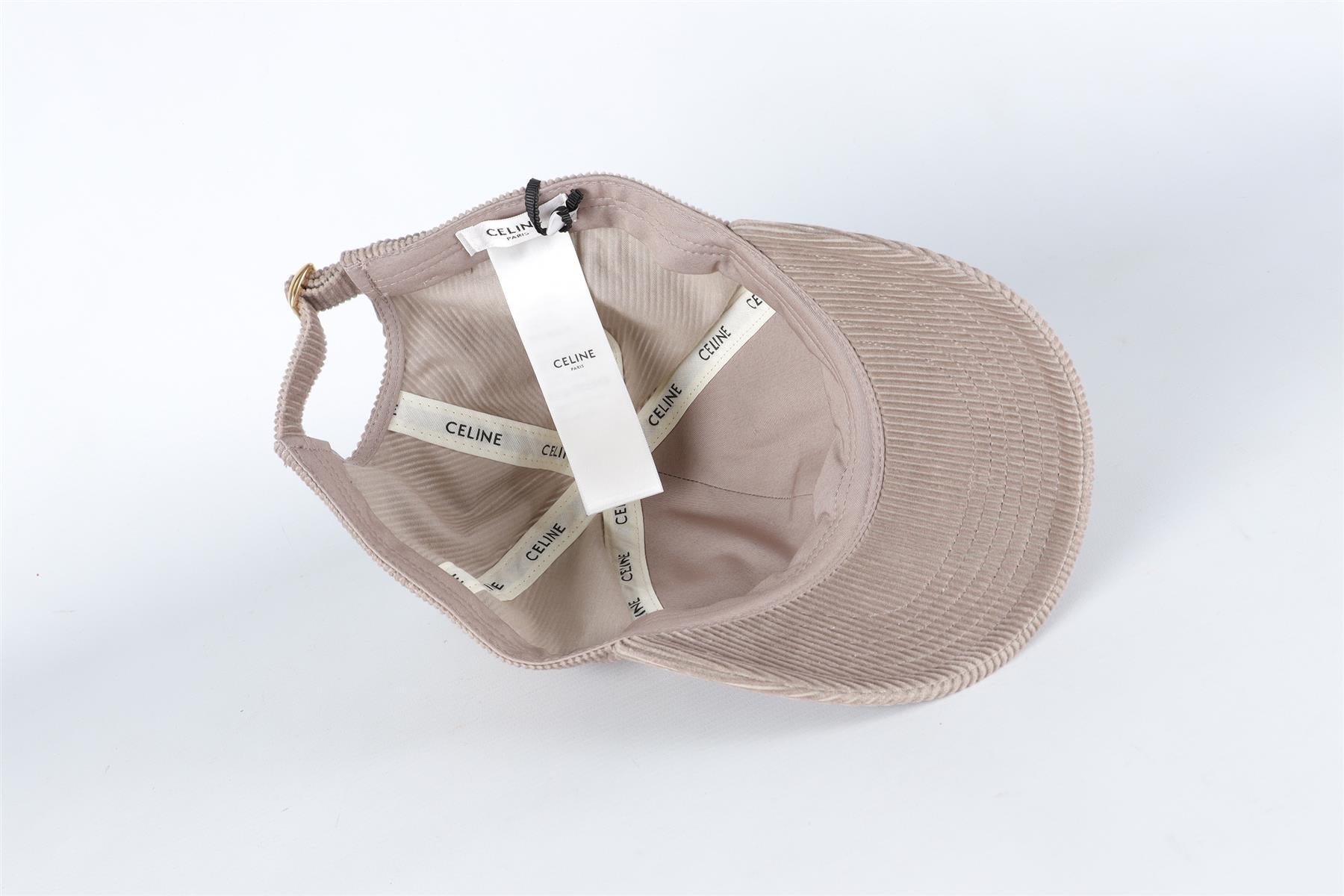 CELINE GREY TRIOMPHE CORDUROY BASEBALL CAP ONE SIZE