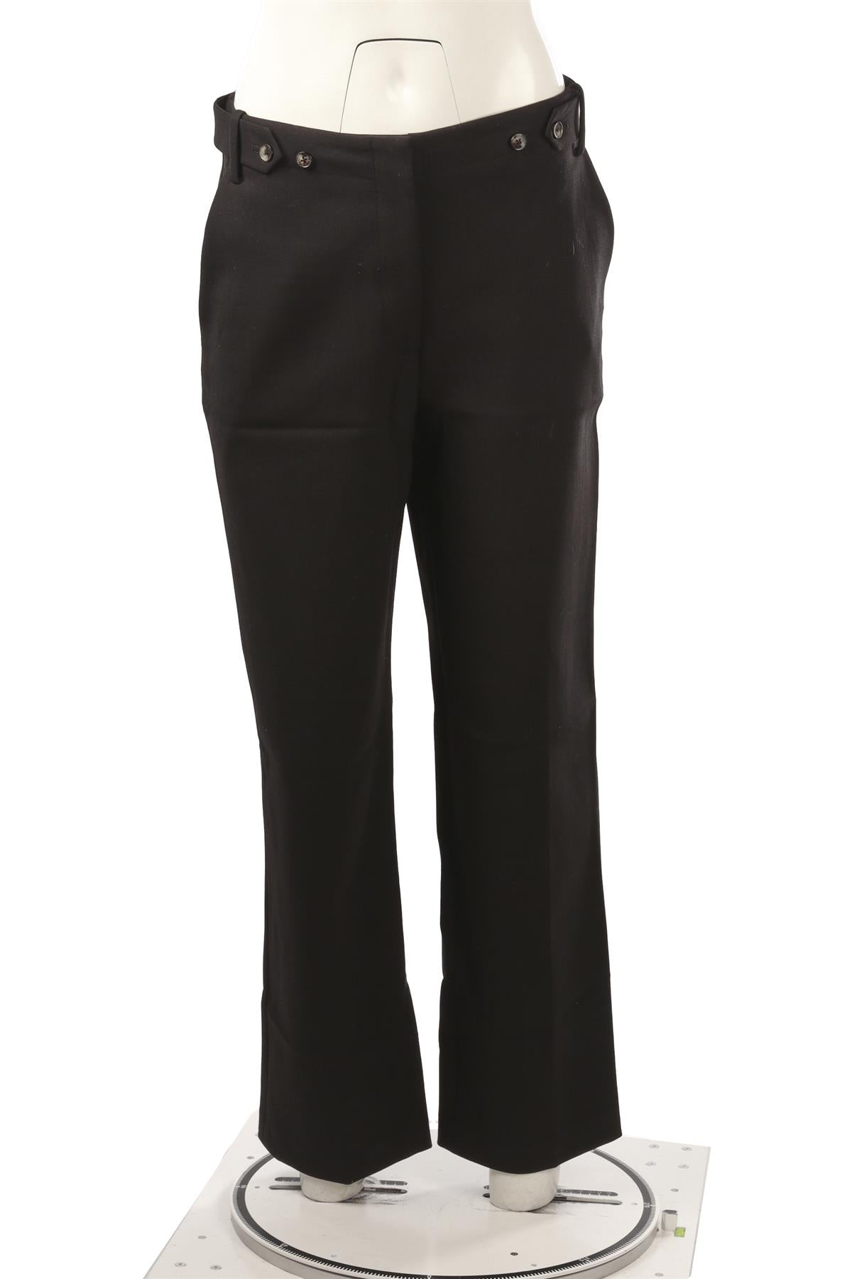 BLACK WOOL STRAIGHT LEG PANTS
