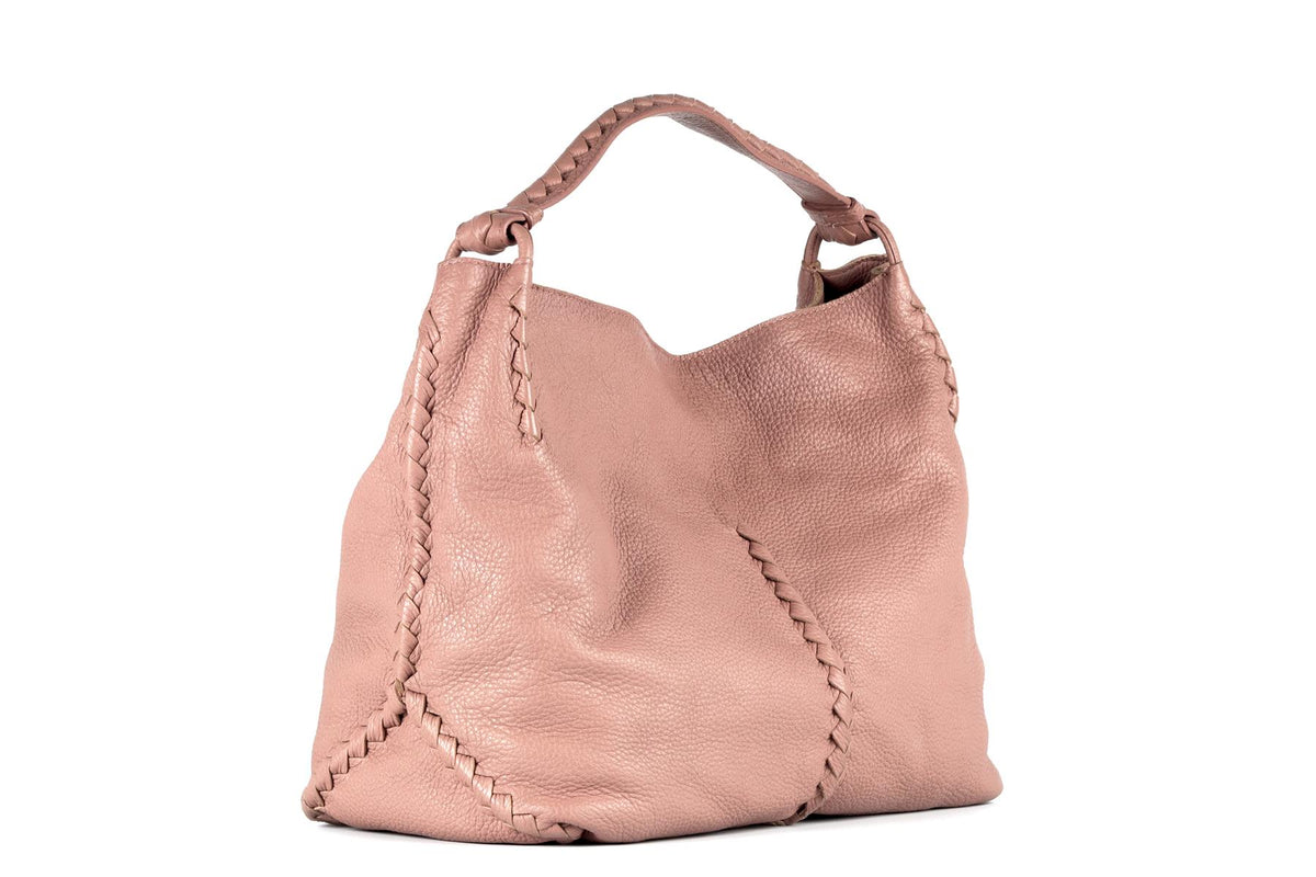 BOTTEGA VENETA PINK CERVO LEATHER SHOULDER BAG