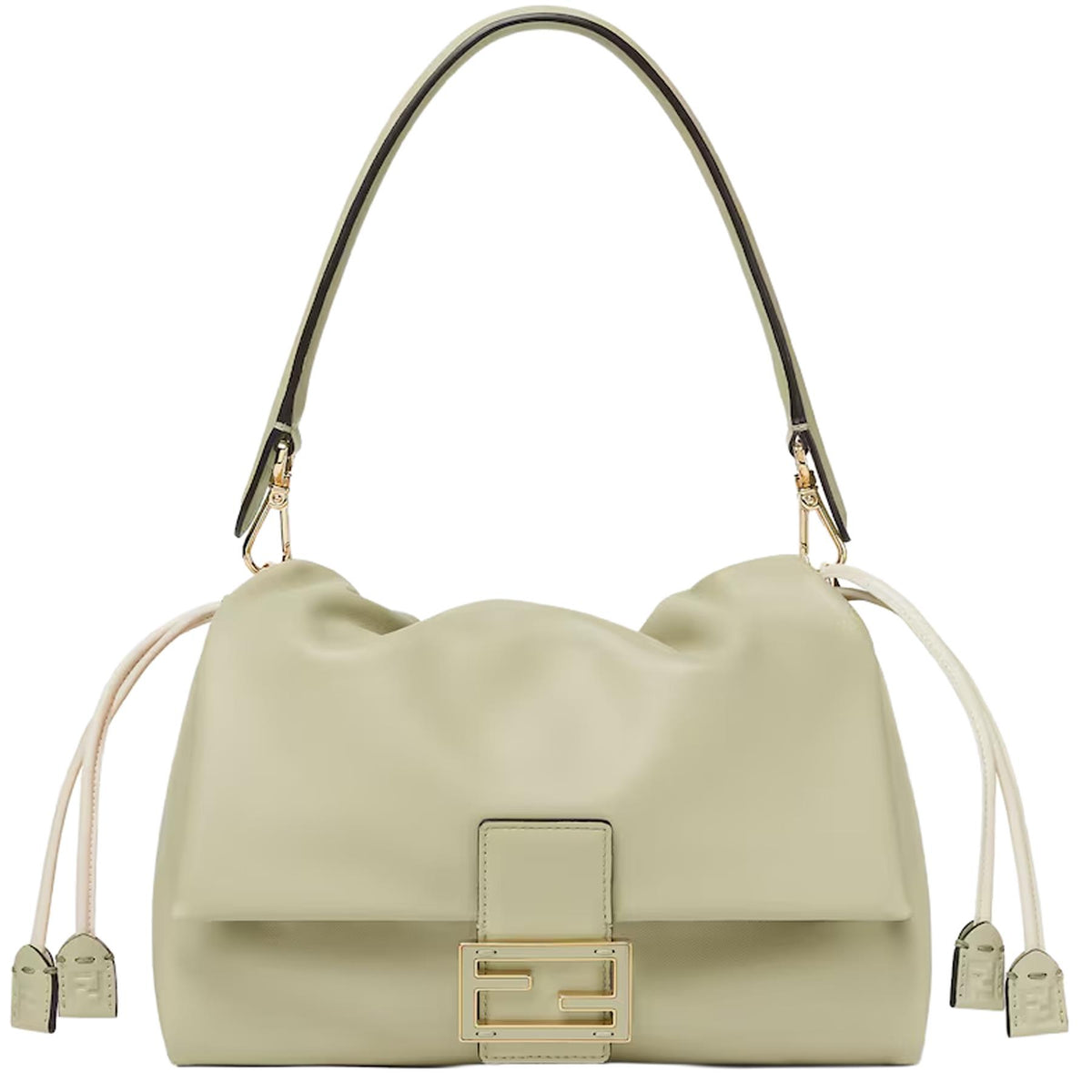 FENDI GREEN MAMMA BAGUETTE LEATHER SHOULDER BAG