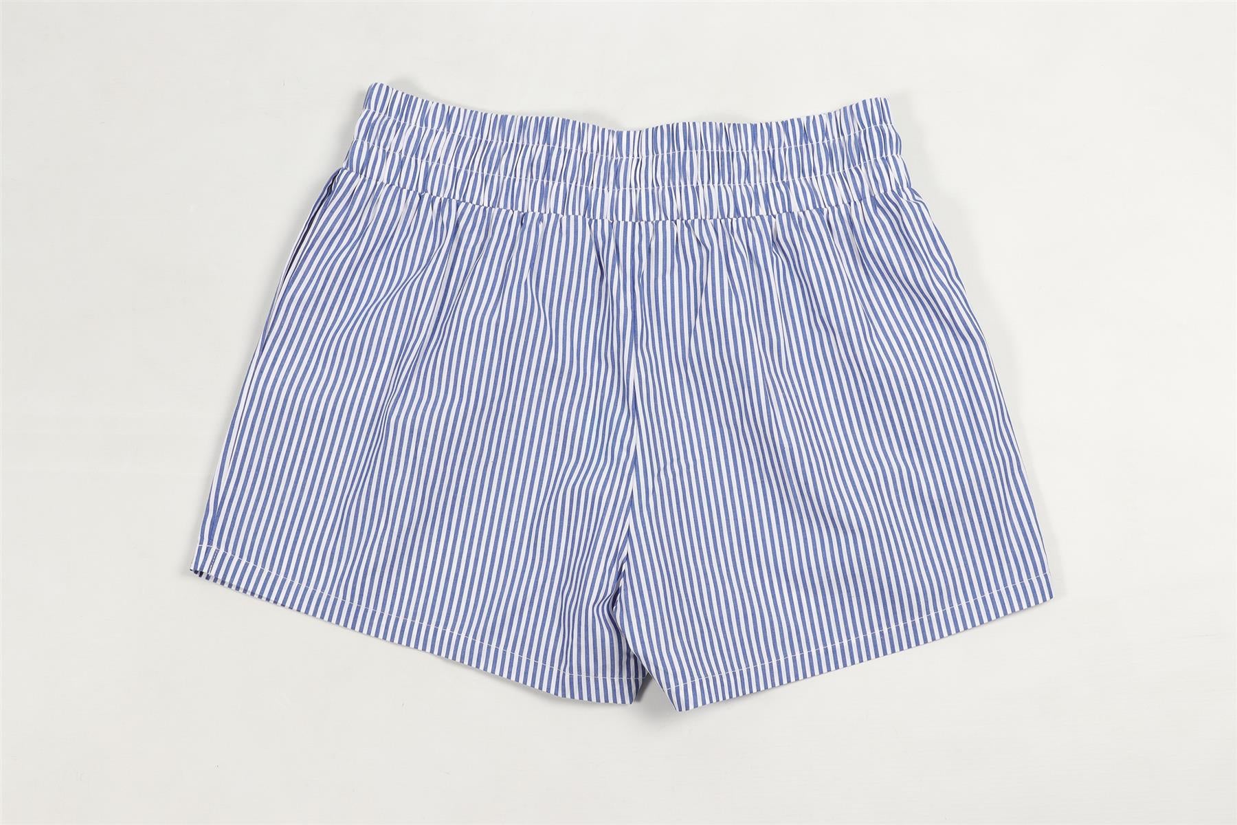 MELISSA ODABASH BLUE AND WHITE COTTON SHORTS MEDIUM