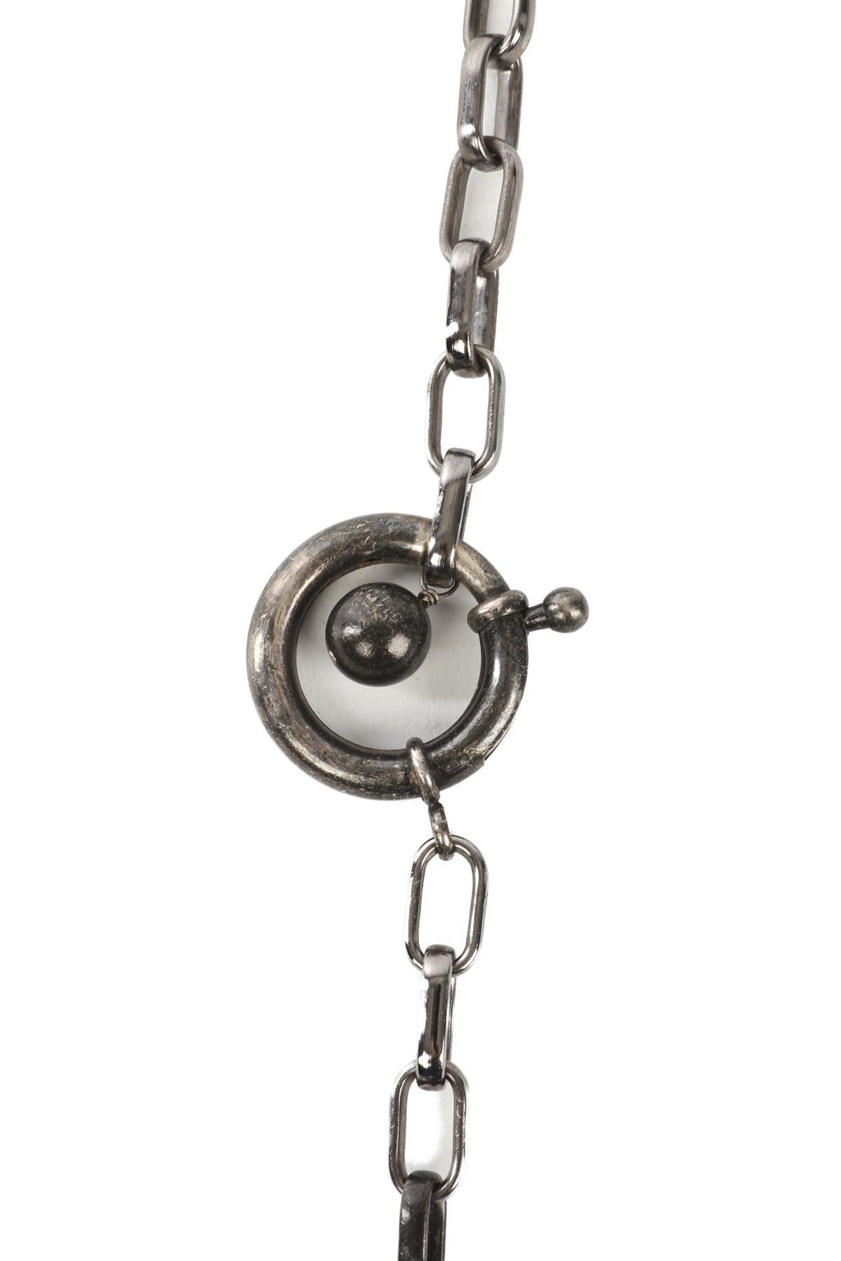 LANVIN GREY CRYSTAL AND CHAIN NECKLACE