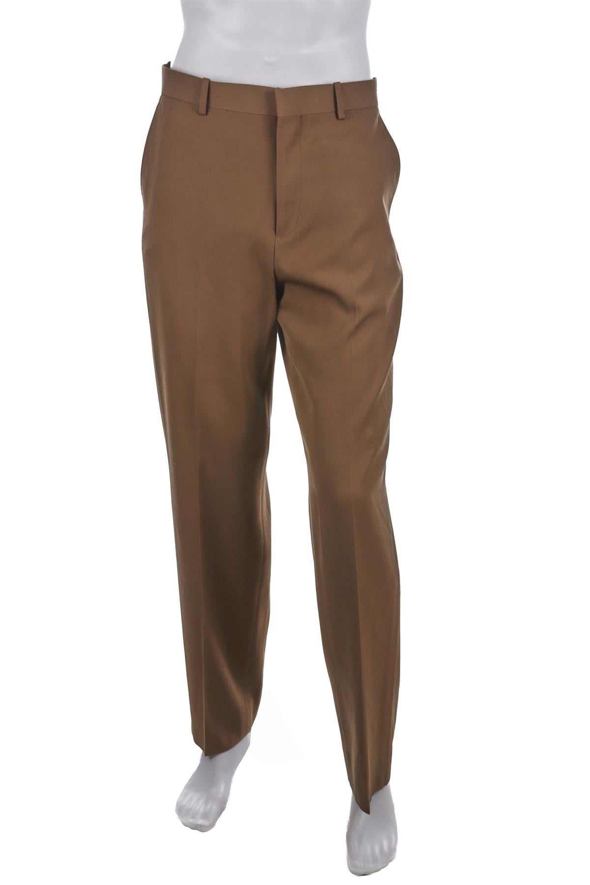 AURALEE BROWN MENS WOOL STRAIGHT LEG PANTS MEDIUM