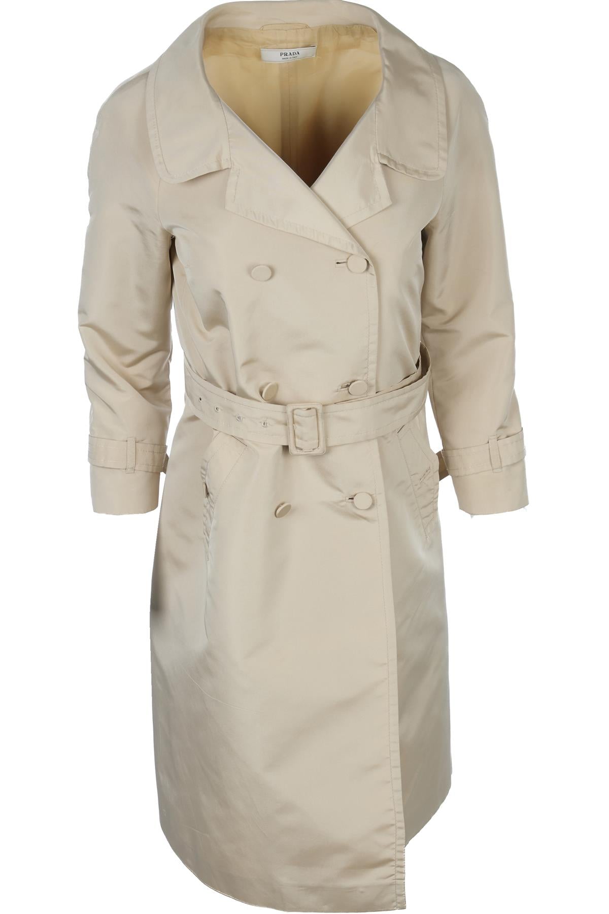 PRADA BEIGE SILK TRENCH COAT IT 38 UK 6