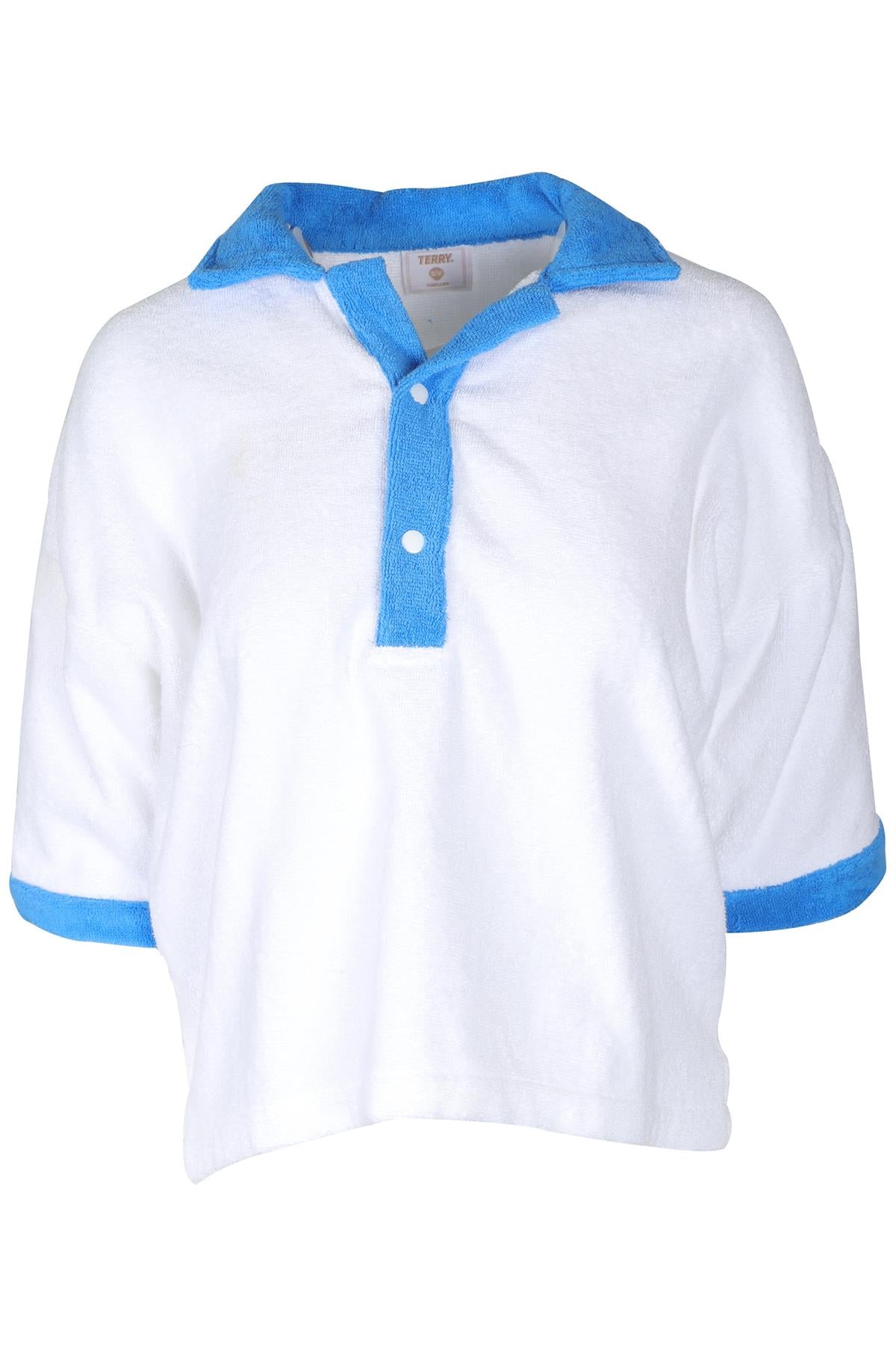 TERRY TOWELLING WHITE COTTON SHIRT SMALL/MEDIUM