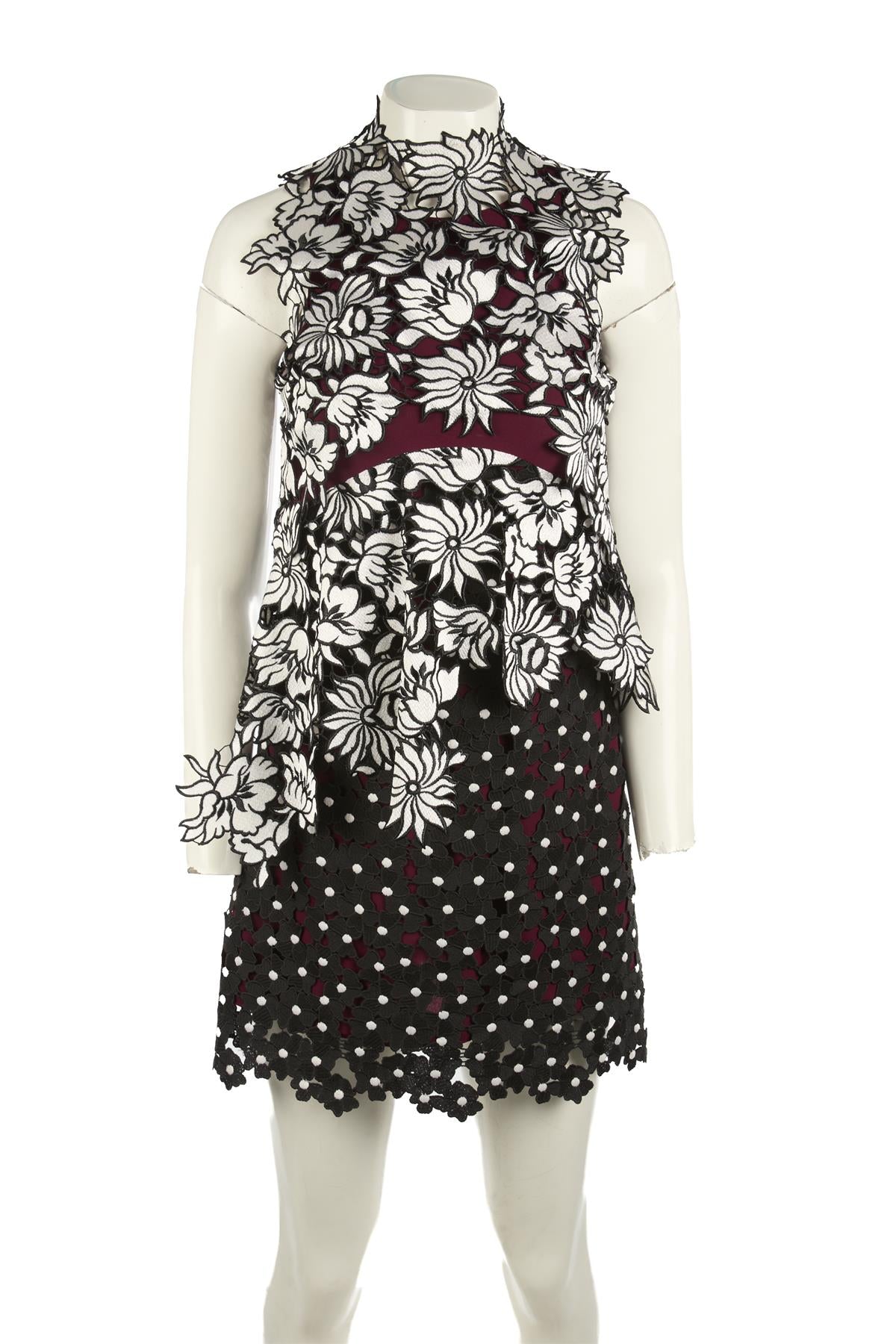 SELF-PORTRAIT BLACK CROCHET MINI DRESS UK 6