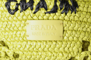 PRADA GREEN RAFFIA TOTE BAG