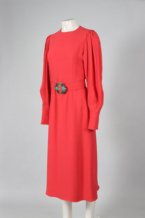 ANDREW GN PINK CREPE MAXI DRESS FR 38 UK 10