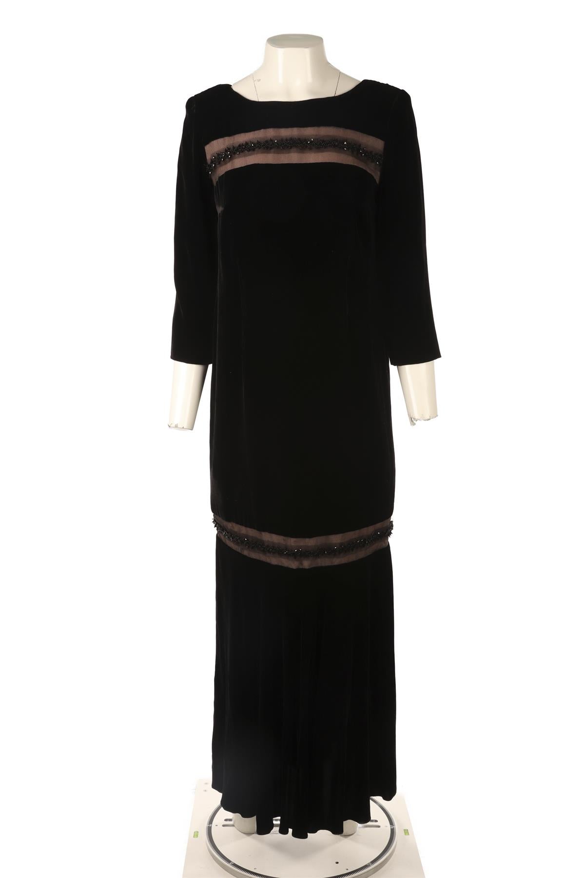 JACQUES AZAGURY BLACK VELVET MAXI DRESS UK 12