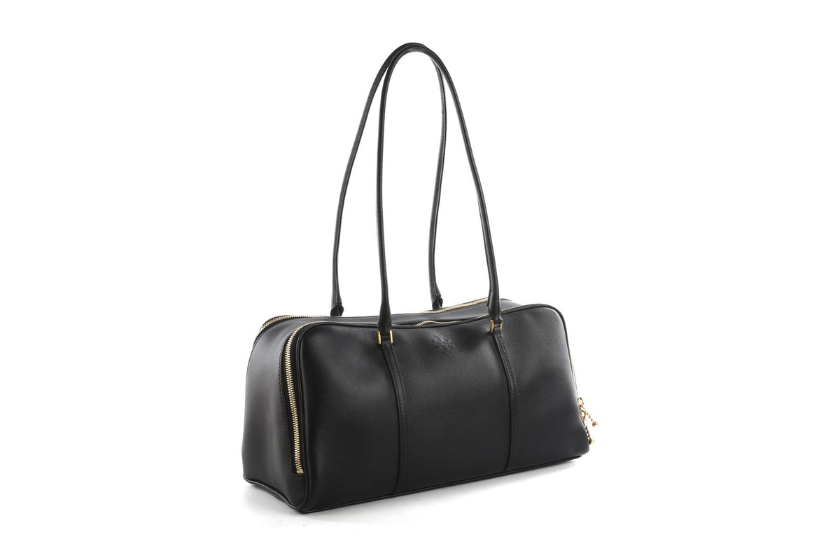 TORY BURCH BLACK MARSHMALLOW LEATHER TOTE BAG