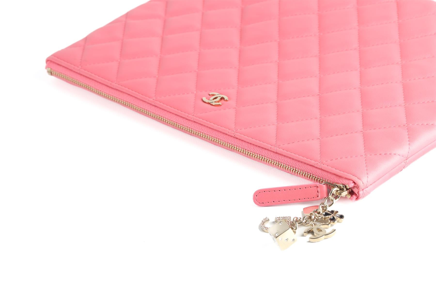 CHANEL PINK 2016 O-CASE MEDIUM CLUTCH BAG