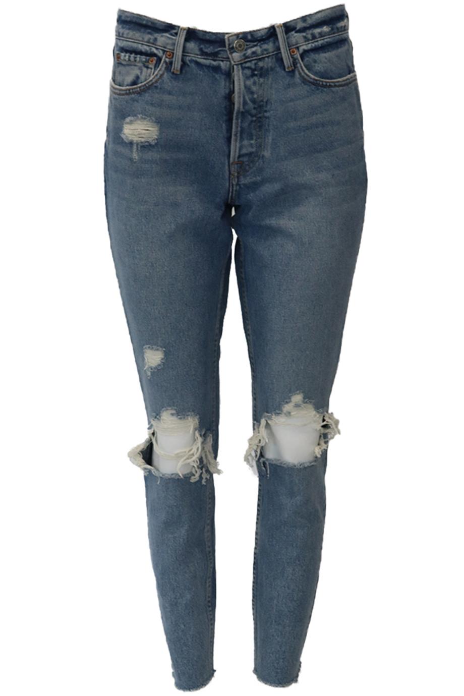 GRLFRND DISTRESSED HIGH RISE STRAIGHT LEG JEANS W27 UK 8/10