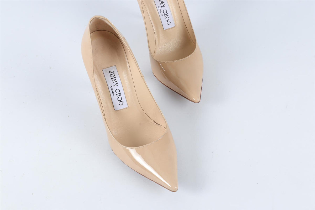 JIMMY CHOO BIEGE PATENT LEATHER PUMPS EU 34.5 UK 1.5 US 4.5
