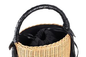 SAINT LAURENT BLACK WICKER BASKET BAG