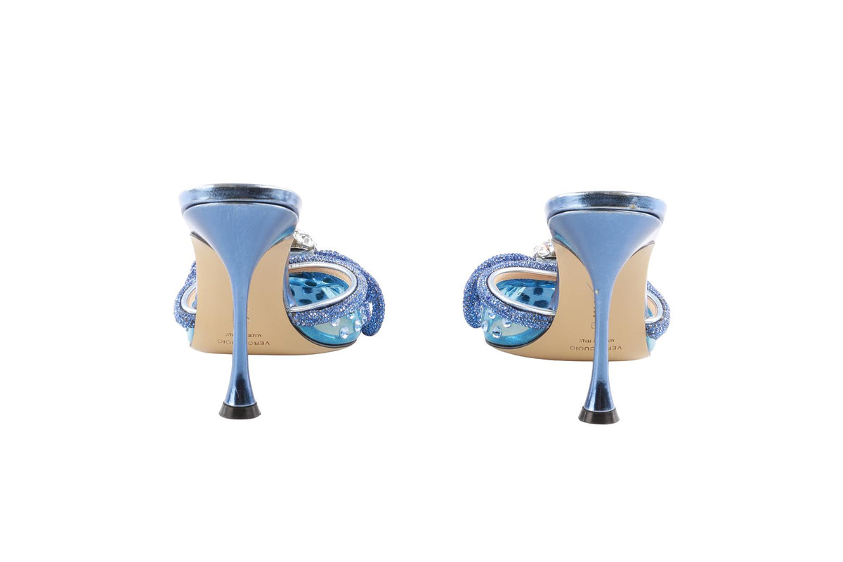 MACH & MACH BLUE CRYSTAL AND PVC MULES EU 39 UK 6 US 9