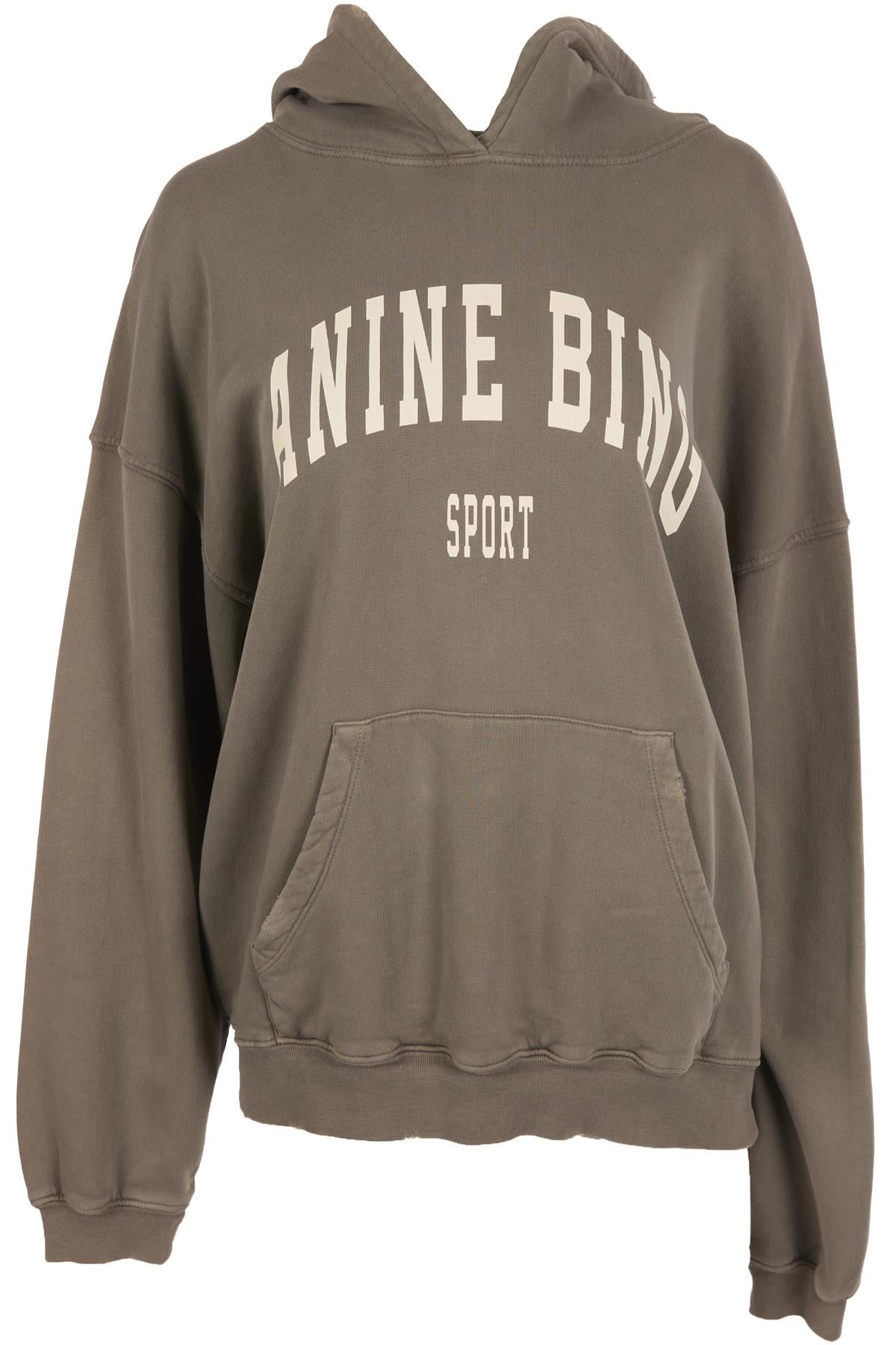 ANINE BING KHAKI COTTON HOODIE SMALL