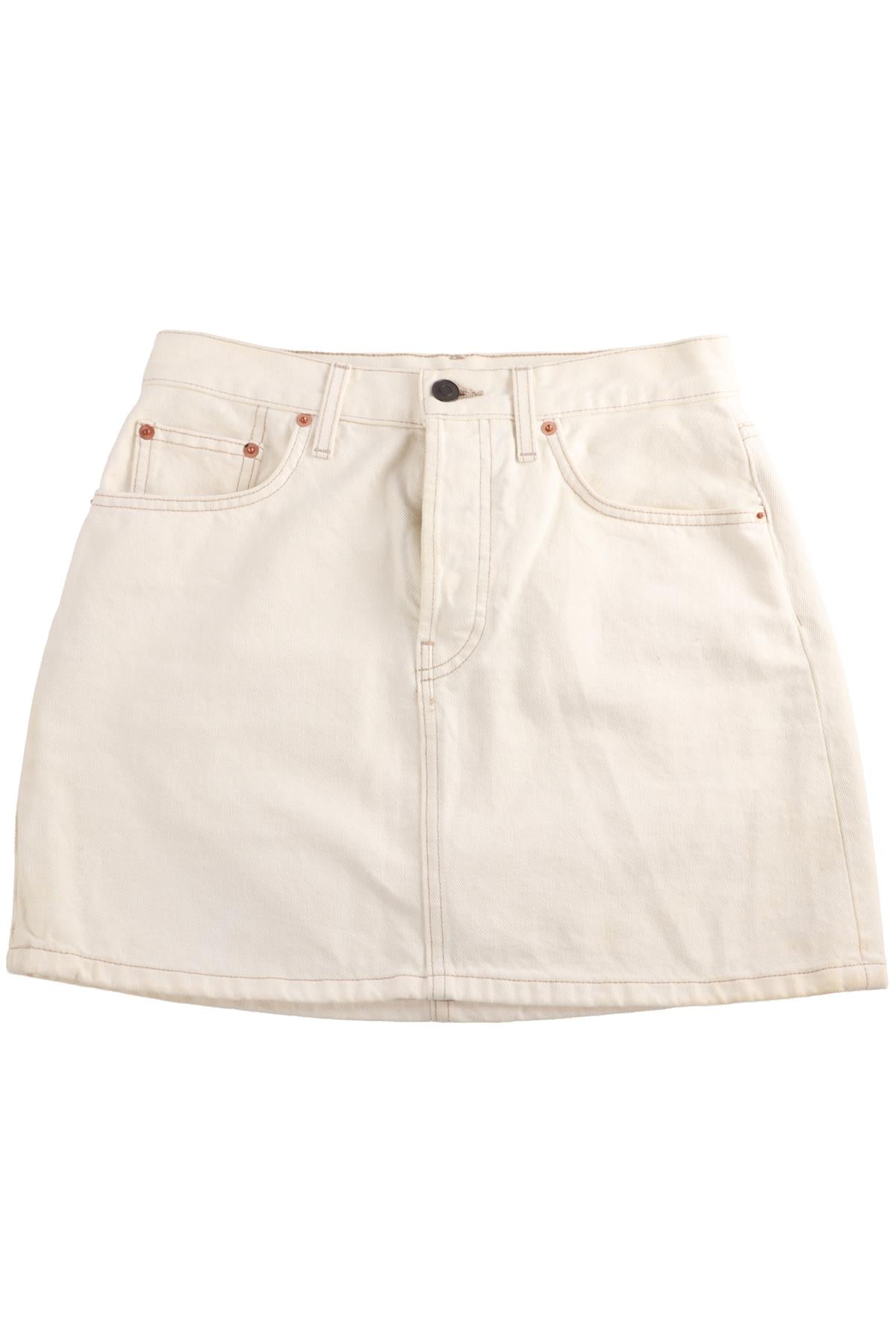 WHITE DENIM MINI SKIRT