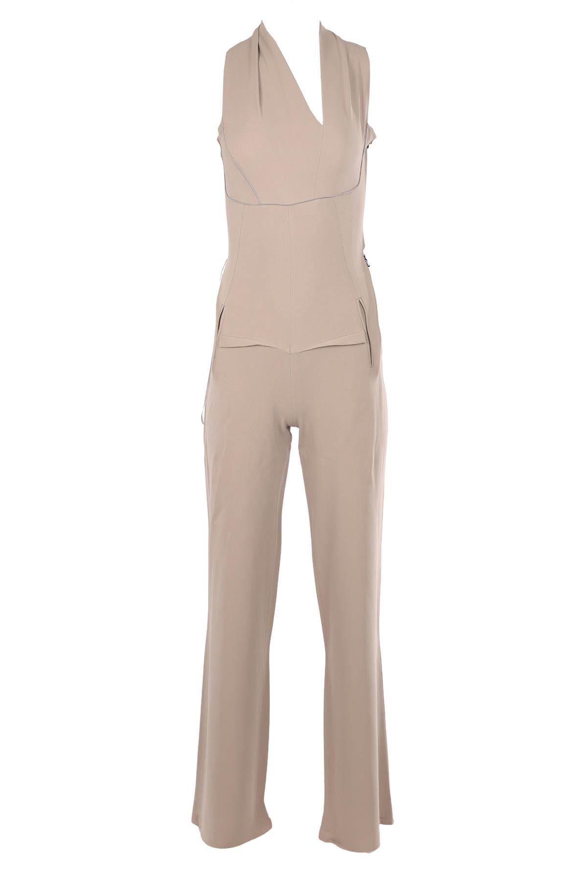 ROLAND MOURET GREY CREPE JUMPSUIT UK 10