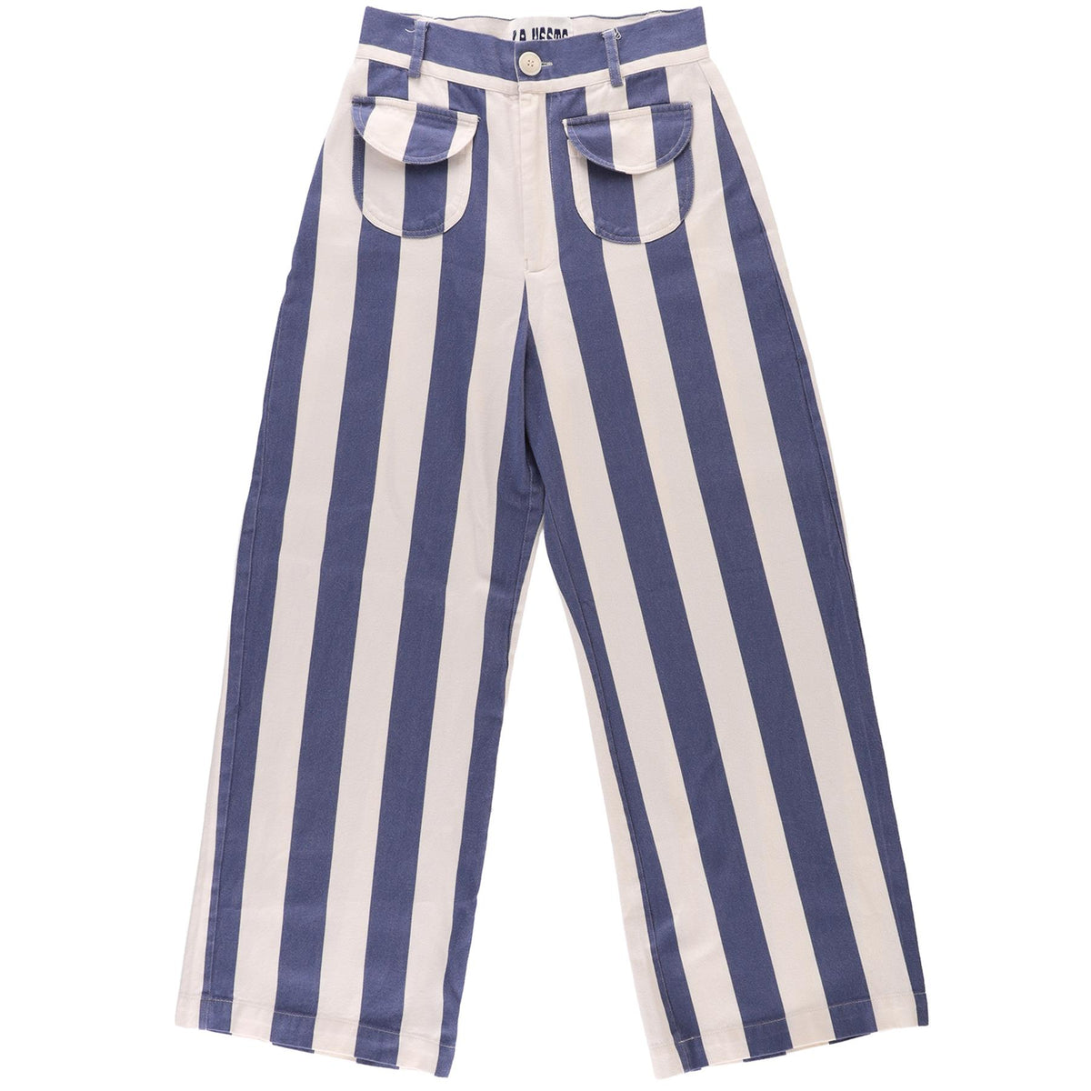 LA VESTE BLUE COTTON STRAIGHT LEG PANTS SMALL